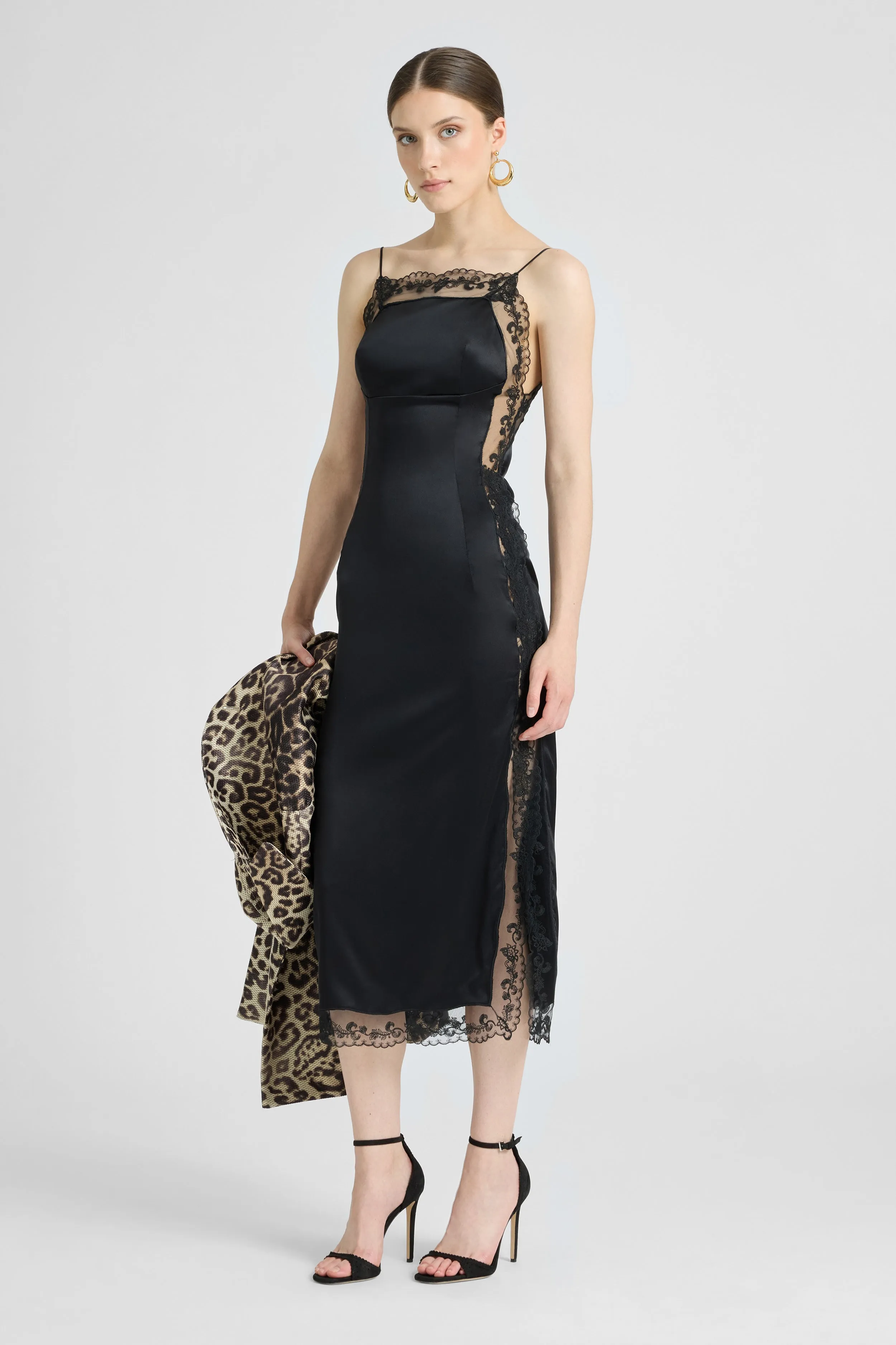 Lingerie-Style Dress in Stretch Silk with Lace Details sold by Ermanno Scervino product image thumbnail 2