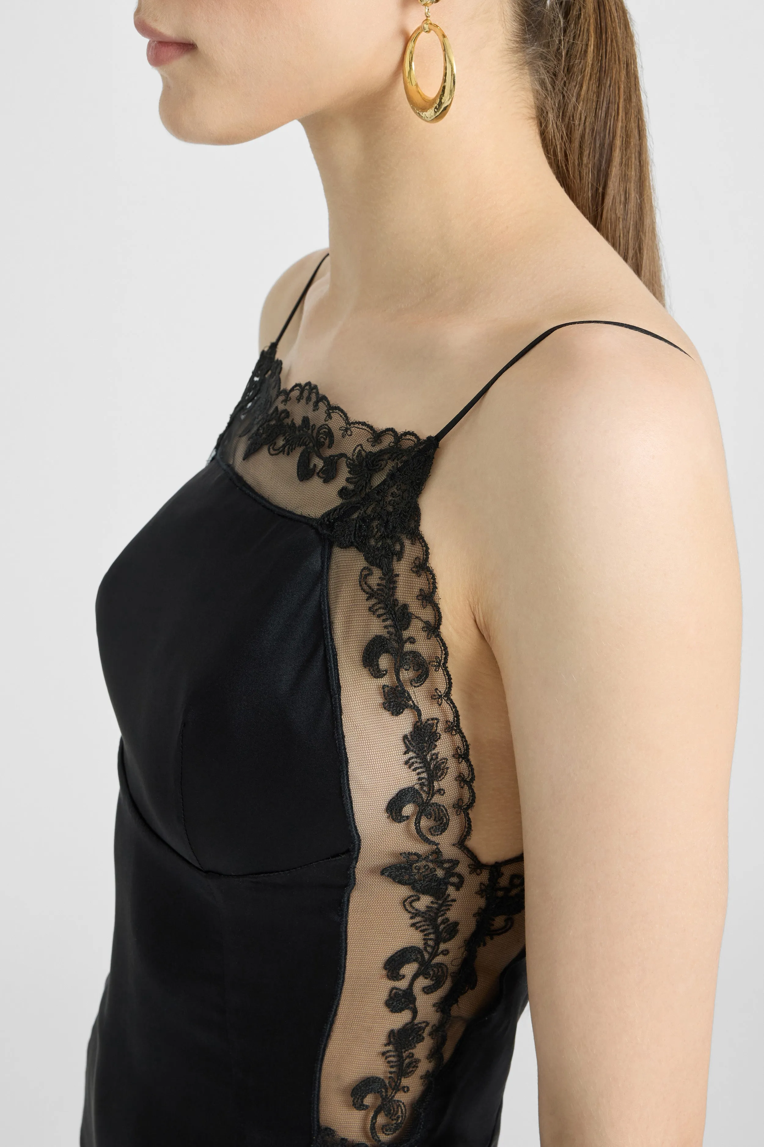 Lingerie-Style Dress in Stretch Silk with Lace Details sold by Ermanno Scervino product image thumbnail 3