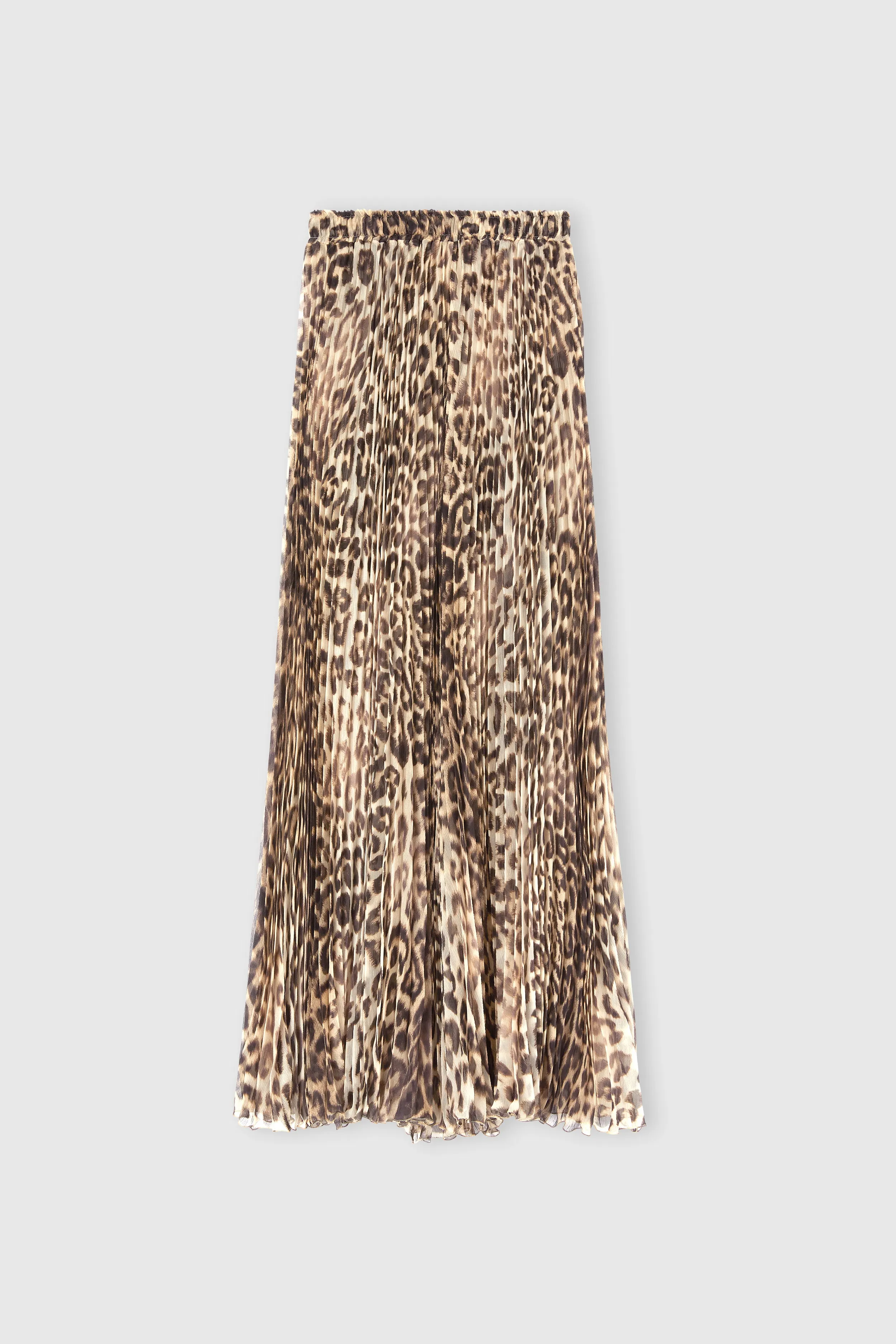 Pleated Midi Skirt in Silk with Natural Leopard Print sold by Ermanno Scervino
