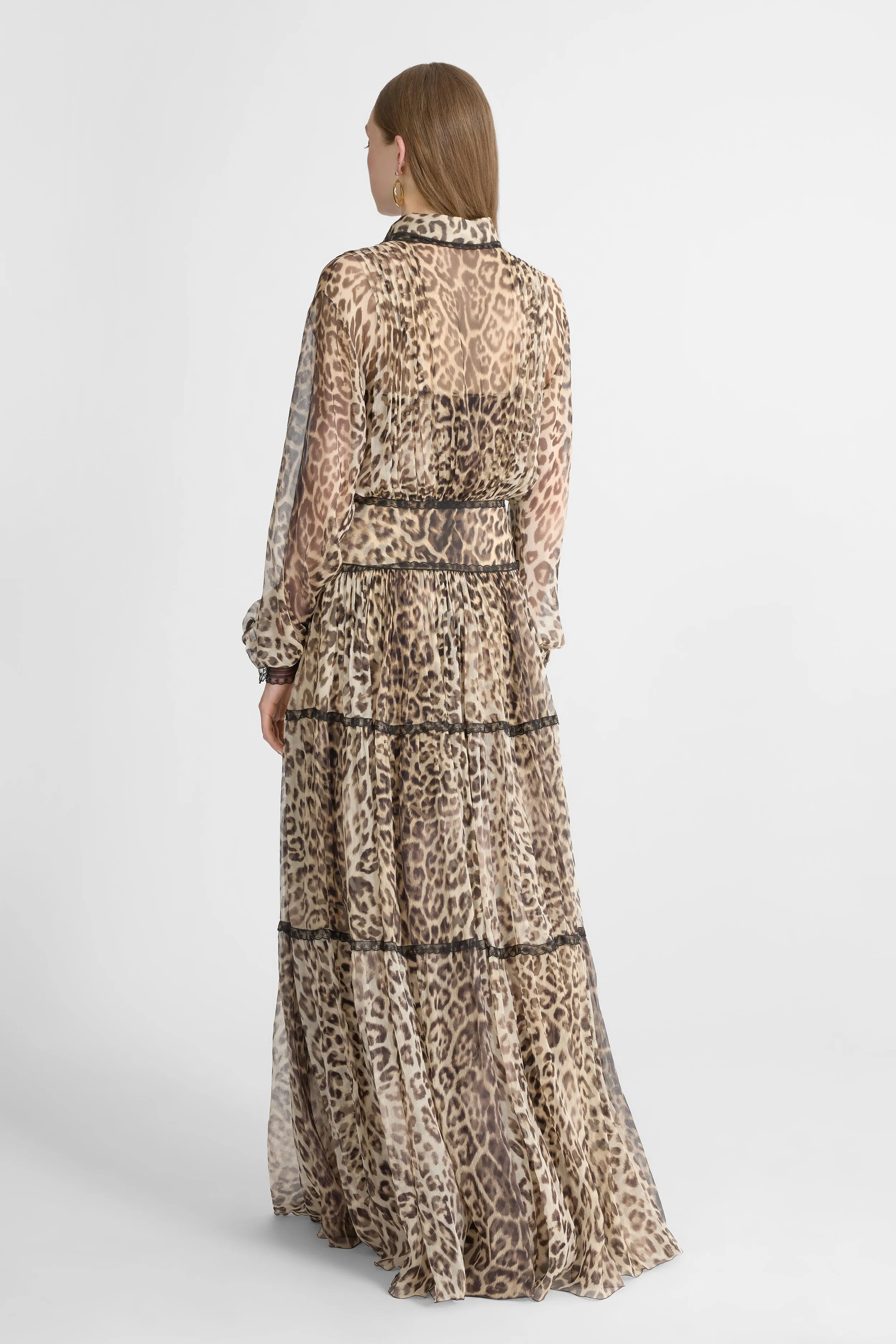 Long shirt dress in pure silk with natural leopard print sold by Ermanno Scervino product image thumbnail 3