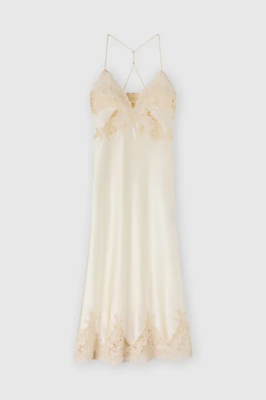 Lingerie silk dress with rebrodé lace sold by Ermanno Scervino