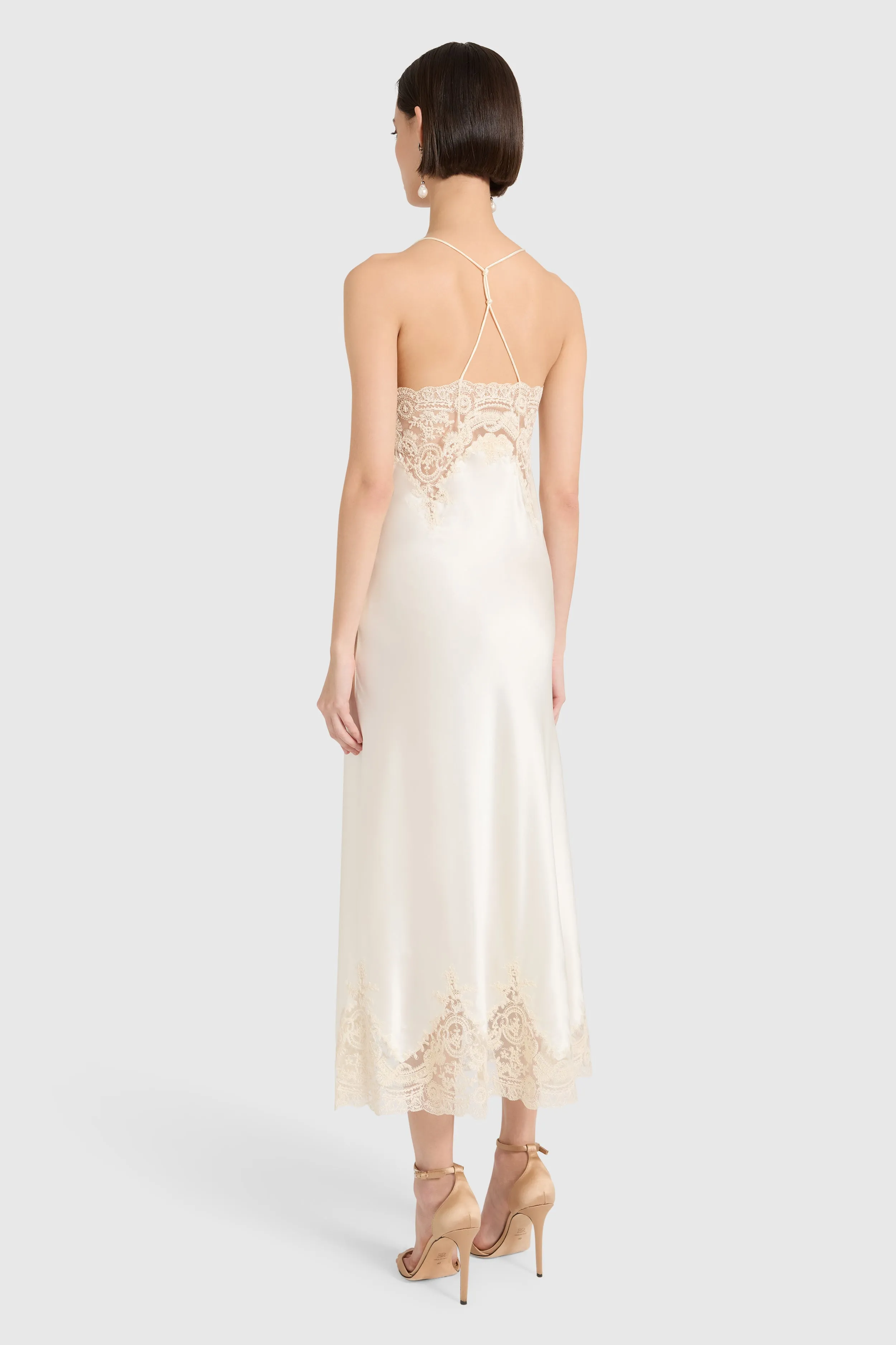 Lingerie silk dress with rebrodé lace sold by Ermanno Scervino product image thumbnail 5