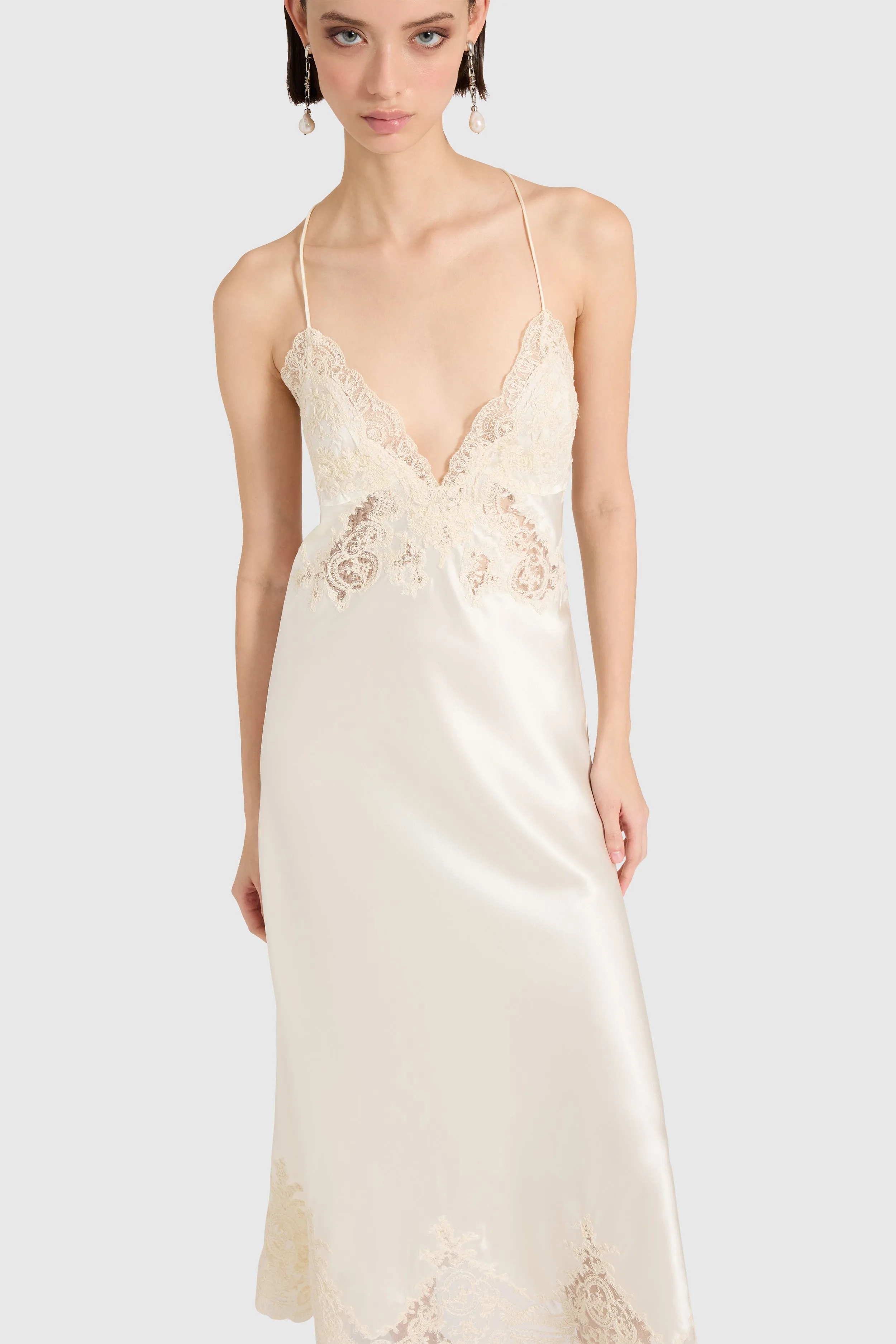 Lingerie silk dress with rebrodé lace sold by Ermanno Scervino product image thumbnail 2