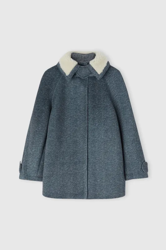 Over parka with zip and shearling collar made by Ermanno Scervino