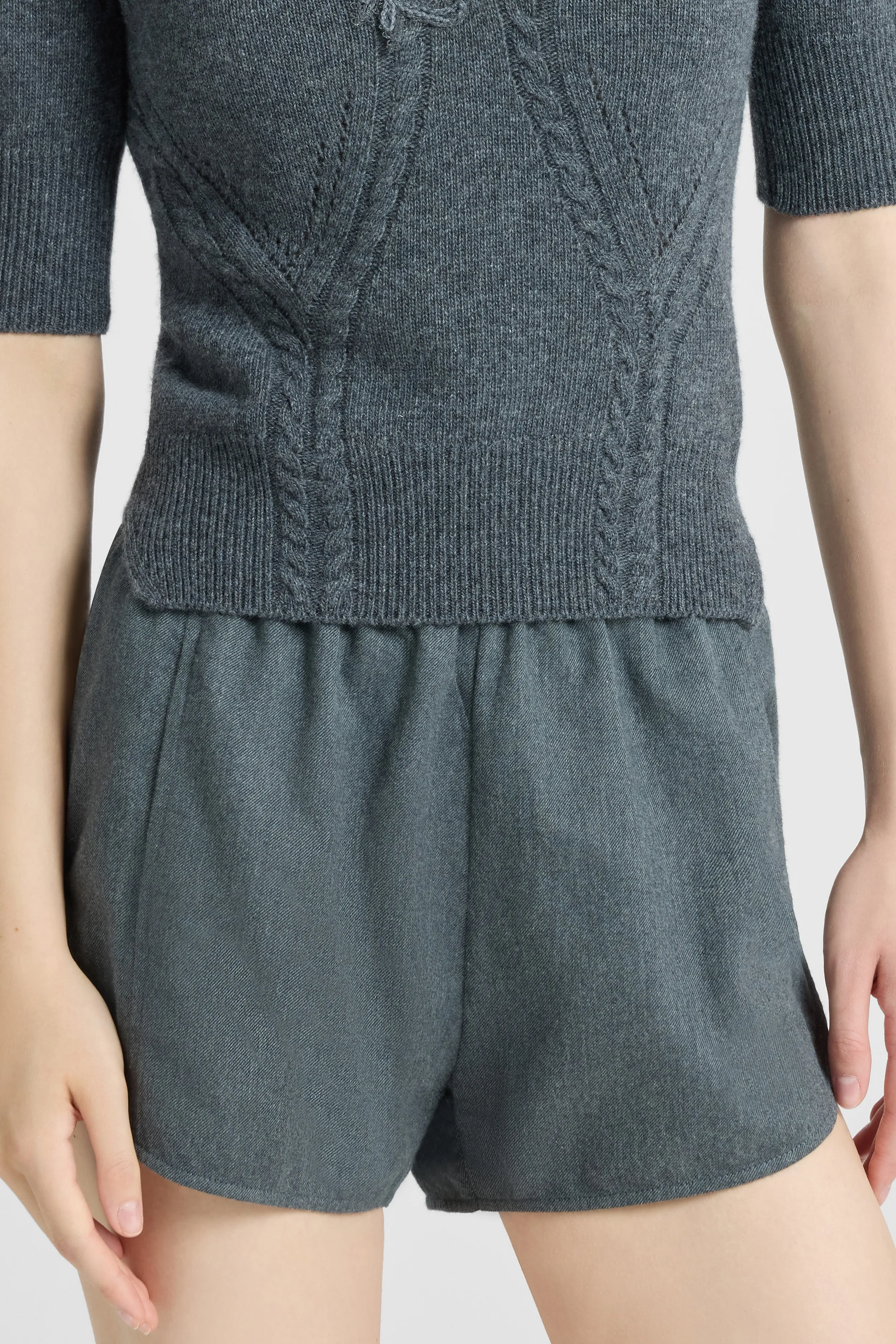 Cotton flannel shorts with adjustable drawstring sold by Ermanno Scervino product image thumbnail 3