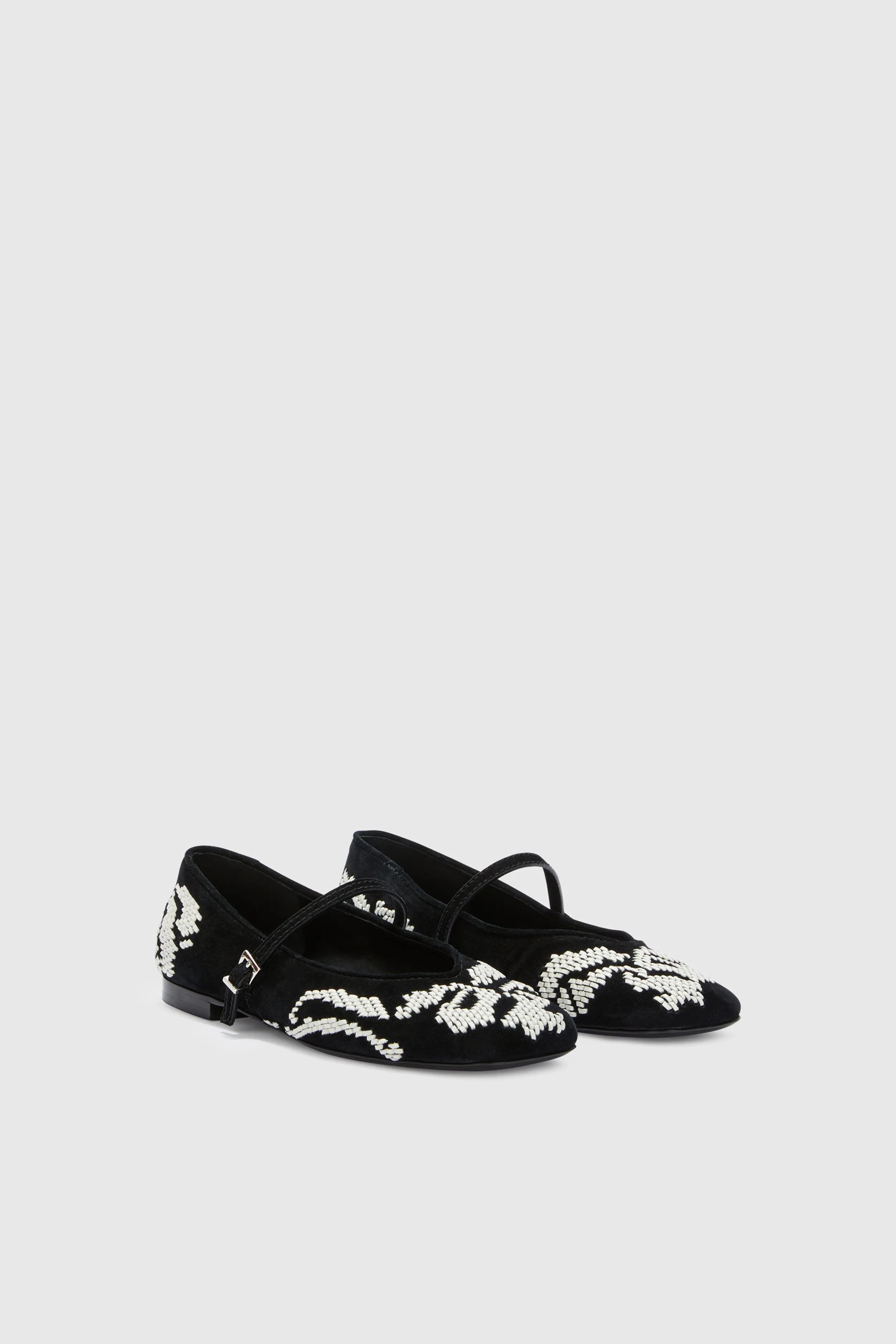 Suede ballerina with hand-embroidered leather ribbon detail sold by Ermanno Scervino product image thumbnail 3