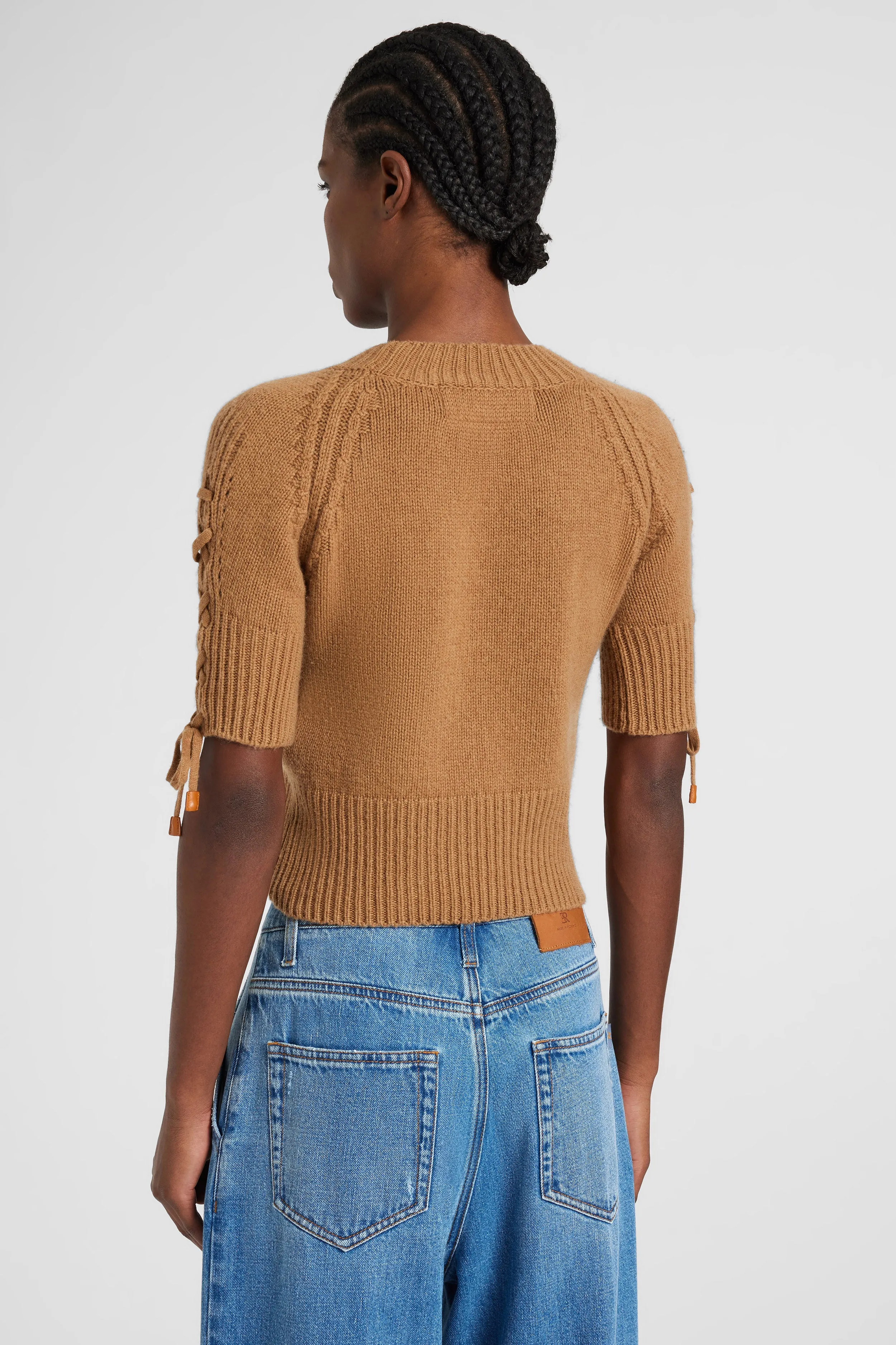 Short-sleeve sweater in pure cashmere with side braid detail sold by Ermanno Scervino product image thumbnail 4