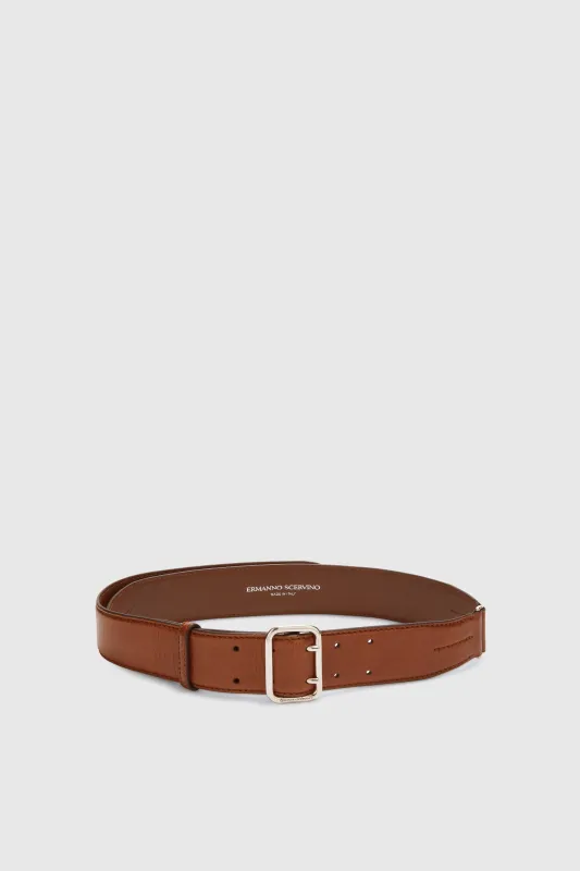 Vintage-effect vegetable-tanned leather belt sold by Ermanno Scervino