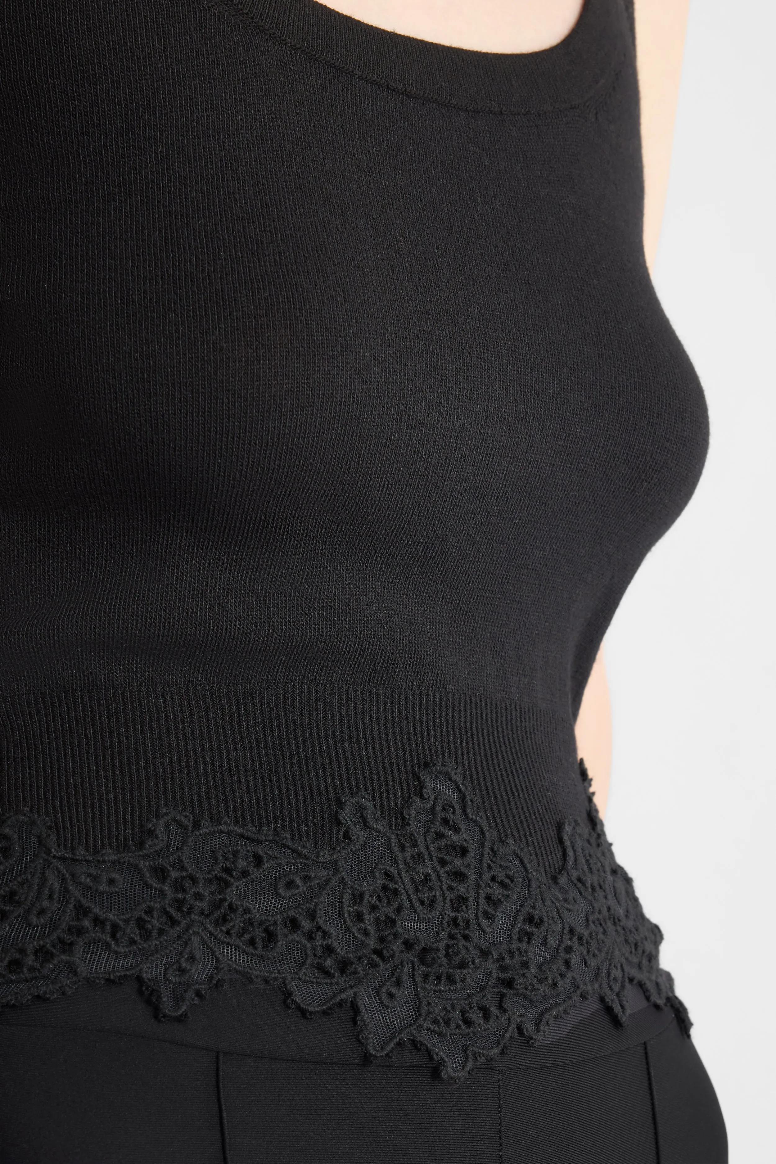 Virgin wool blend camisole with rebrodé lace hem sold by Ermanno Scervino product image thumbnail 4