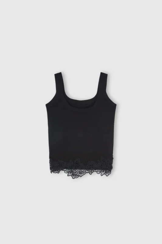 Virgin wool blend camisole with rebrodé lace hem made by Ermanno Scervino