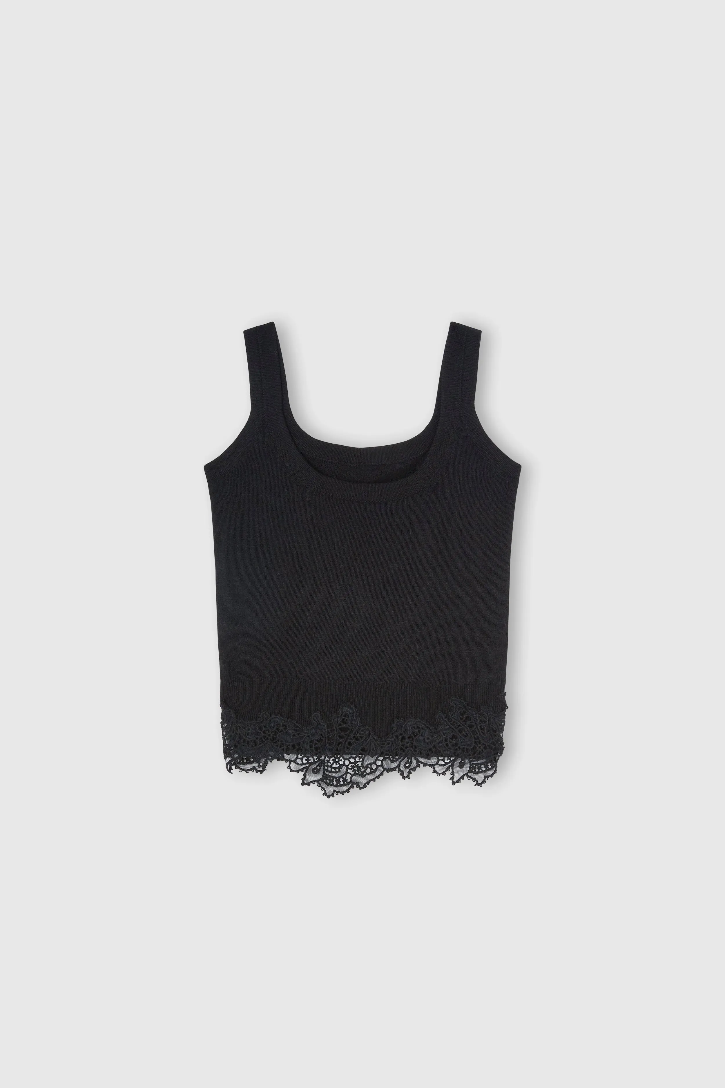 Virgin wool blend camisole with rebrodé lace hem sold by Ermanno Scervino