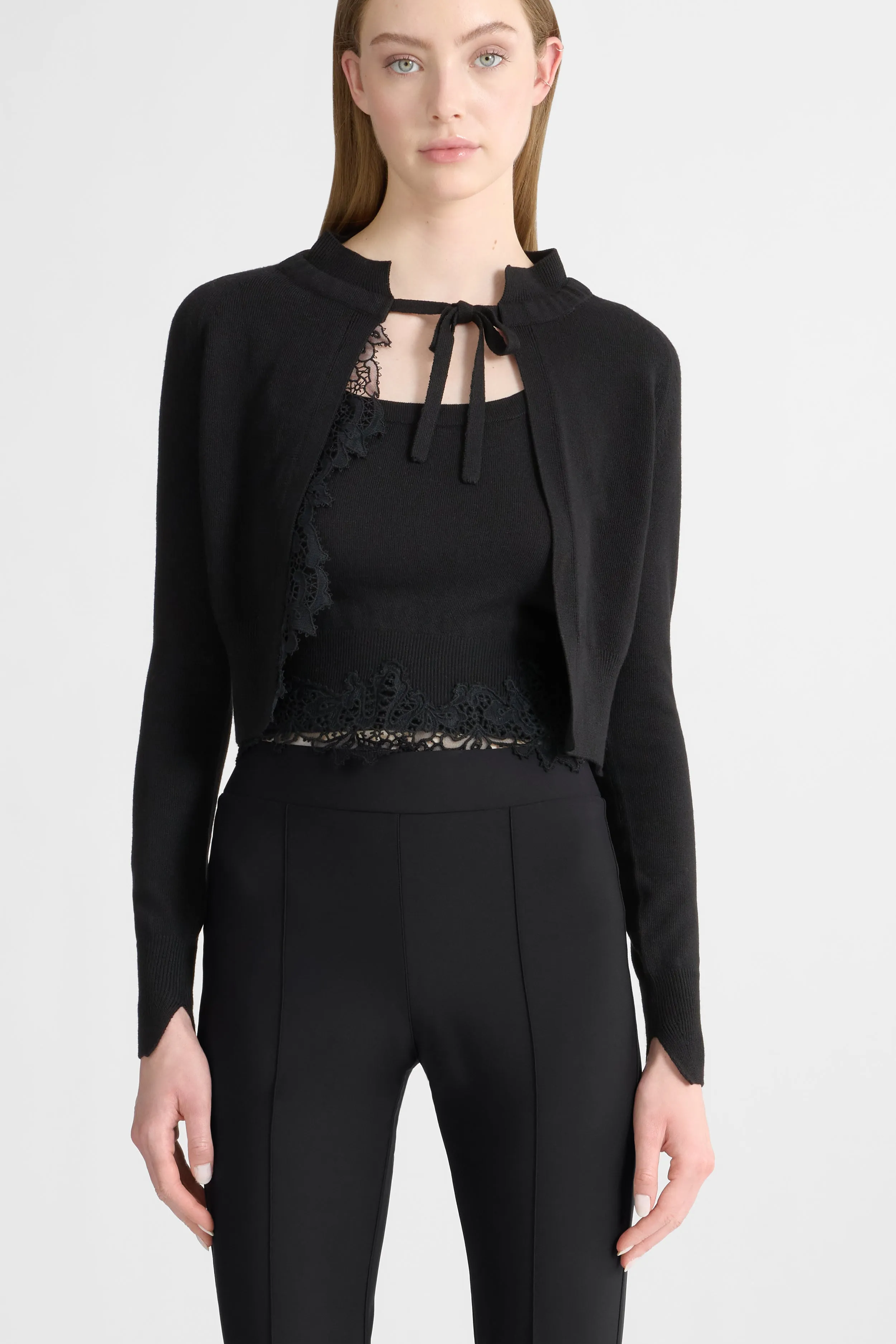 Virgin wool blend camisole with rebrodé lace hem sold by Ermanno Scervino product image thumbnail 3