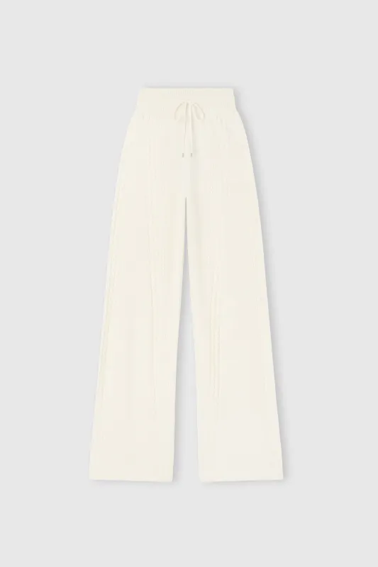 Cropped trousers in wool and cashmere blend with cable pattern sold by Ermanno Scervino