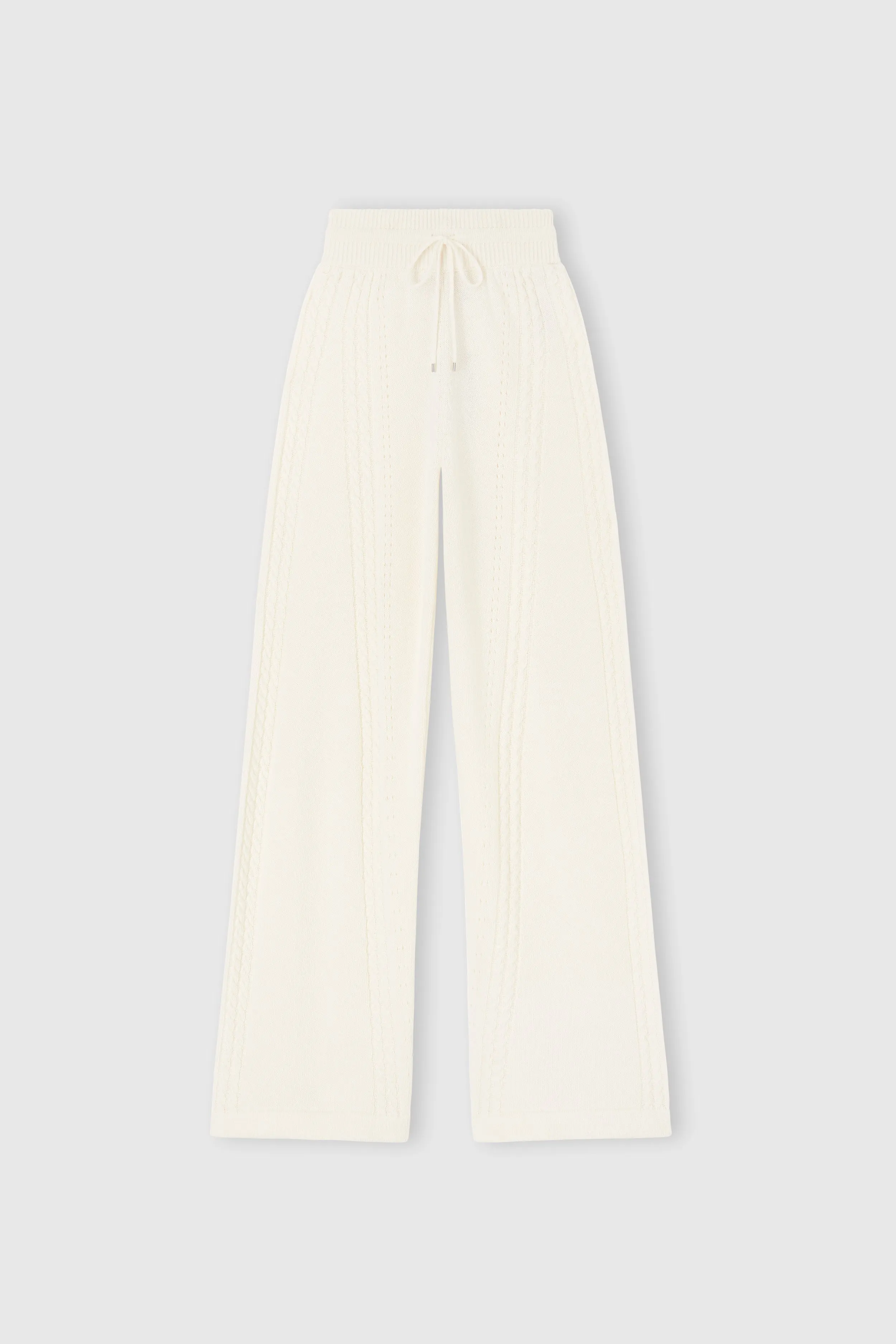 Cropped trousers in wool and cashmere blend with cable pattern sold by Ermanno Scervino