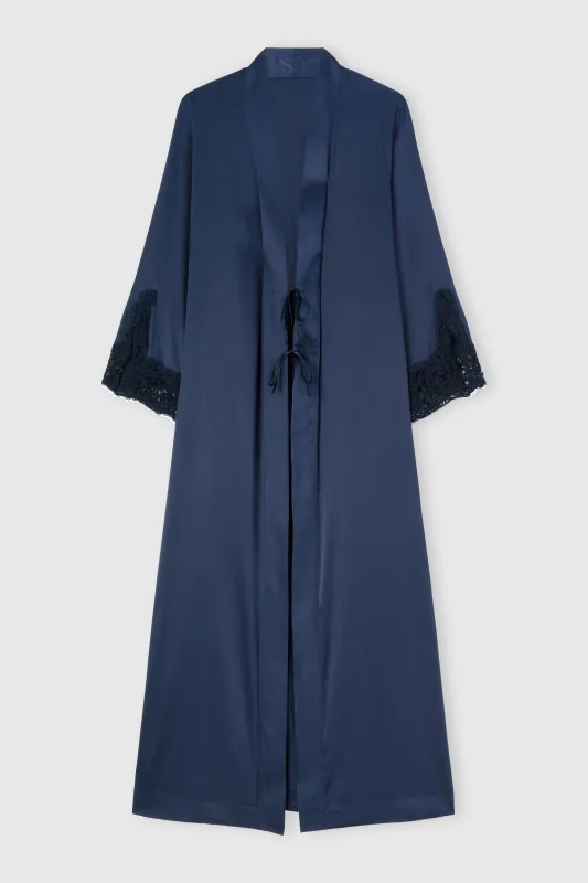 Stretch silk kimono with rebrodé lace sold by Ermanno Scervino