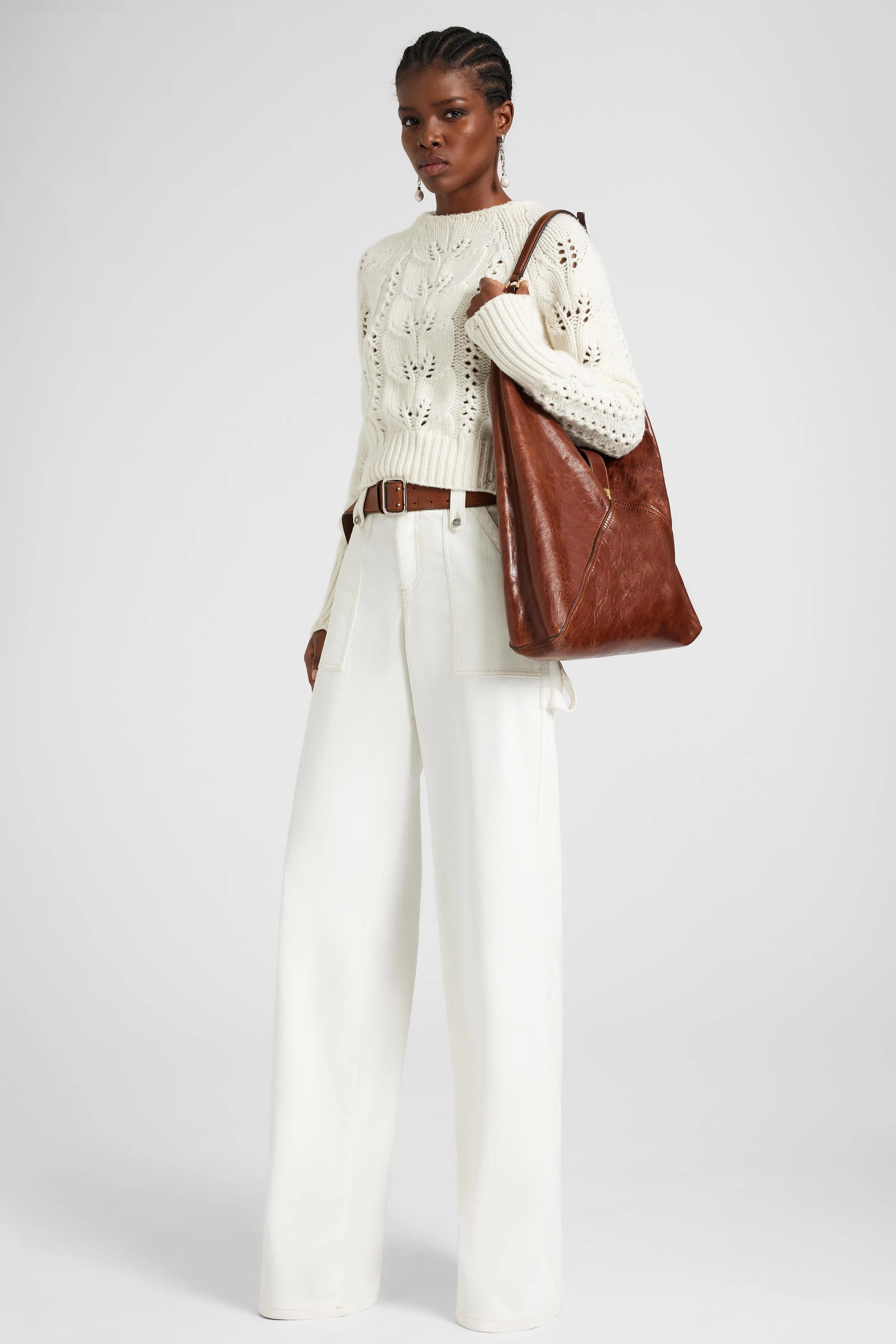Denim trousers with patch pockets and contrast stitching sold by Ermanno Scervino product image thumbnail 2