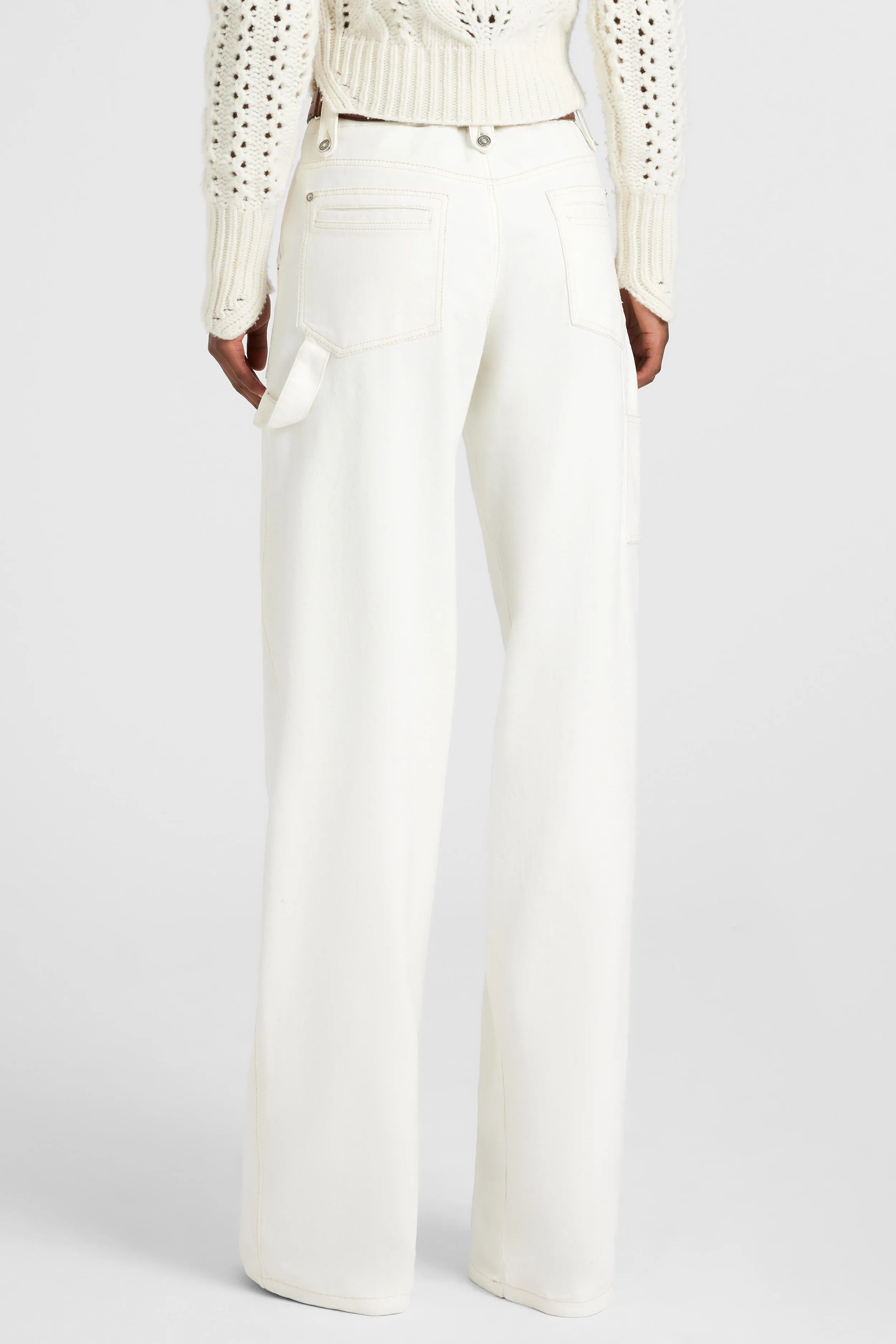 Denim trousers with patch pockets and contrast stitching sold by Ermanno Scervino product image thumbnail 5