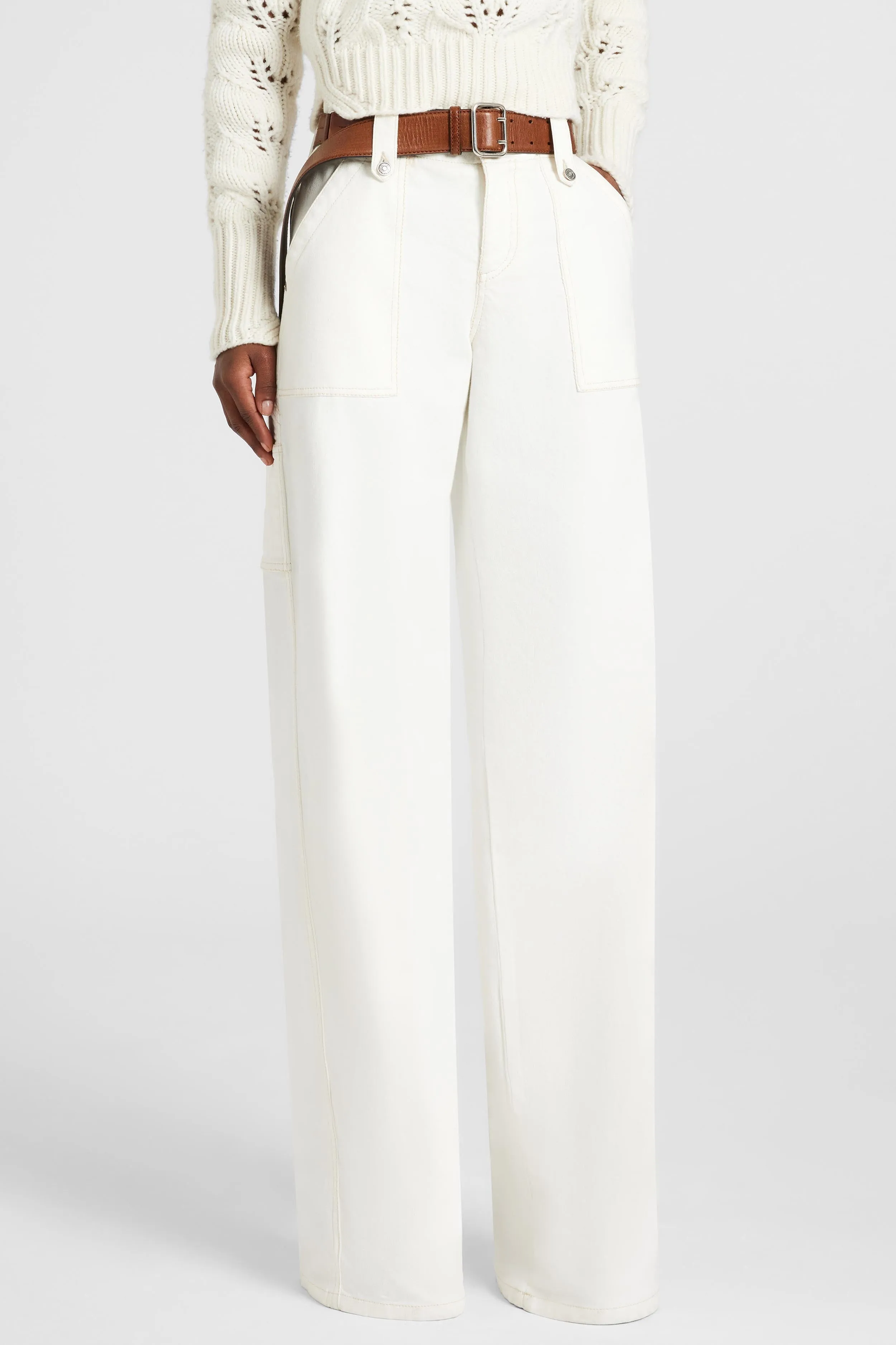 Denim trousers with patch pockets and contrast stitching sold by Ermanno Scervino product image thumbnail 3