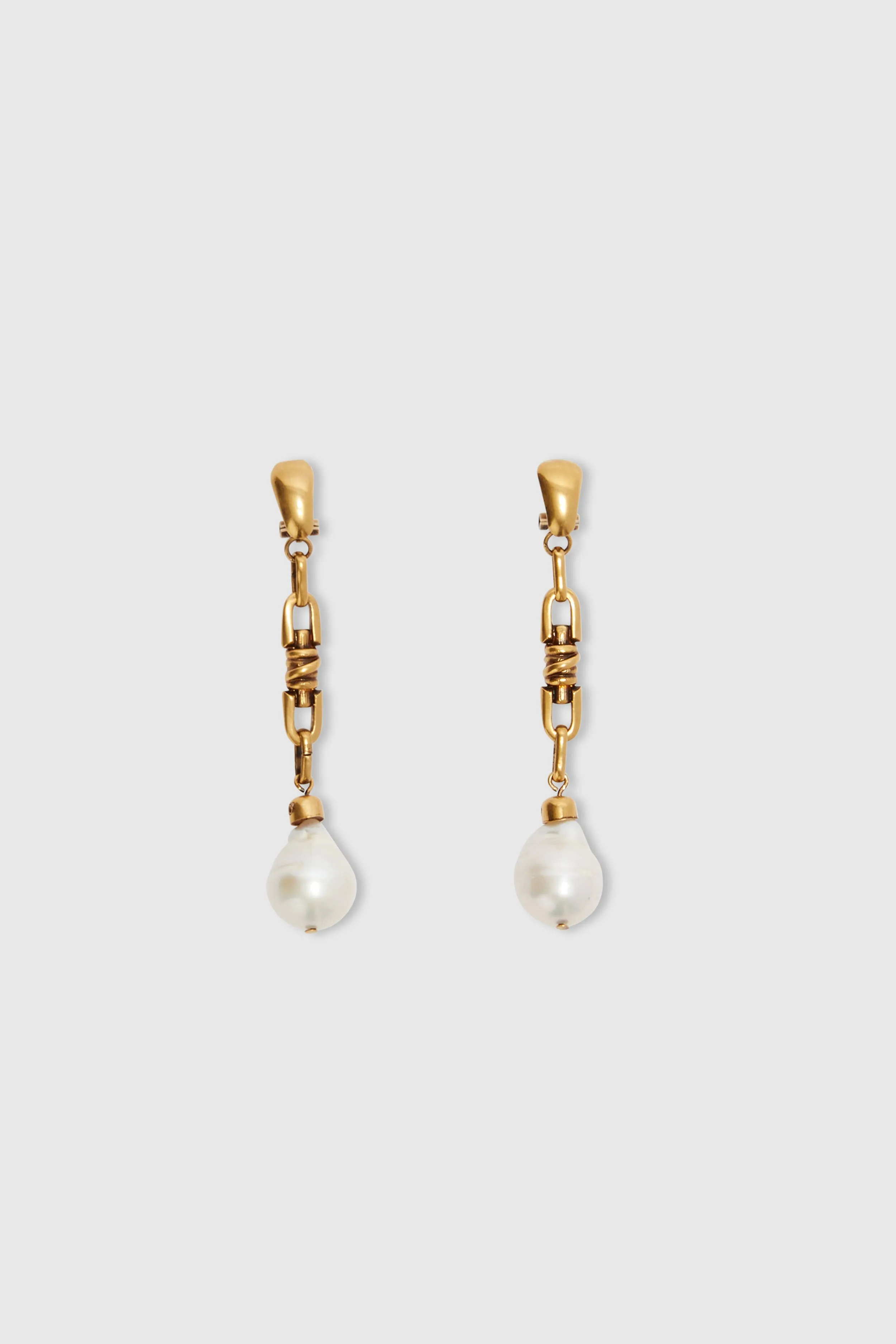 Dangling earrings with knot and freshwater pearls gold tone sold by Ermanno Scervino