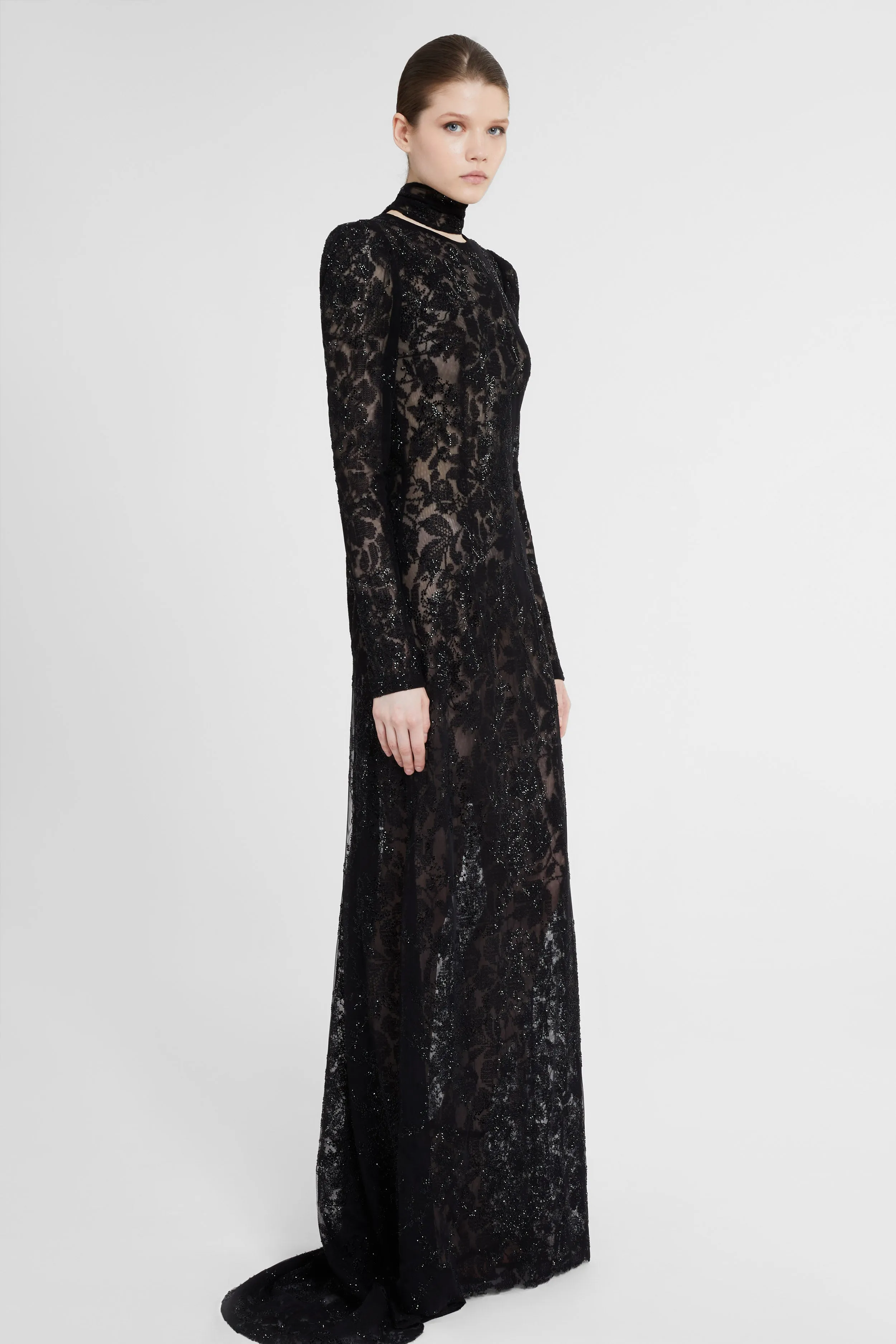 Long lace dress with matching scarf and crepe slip sold by Ermanno Scervino product image thumbnail 2