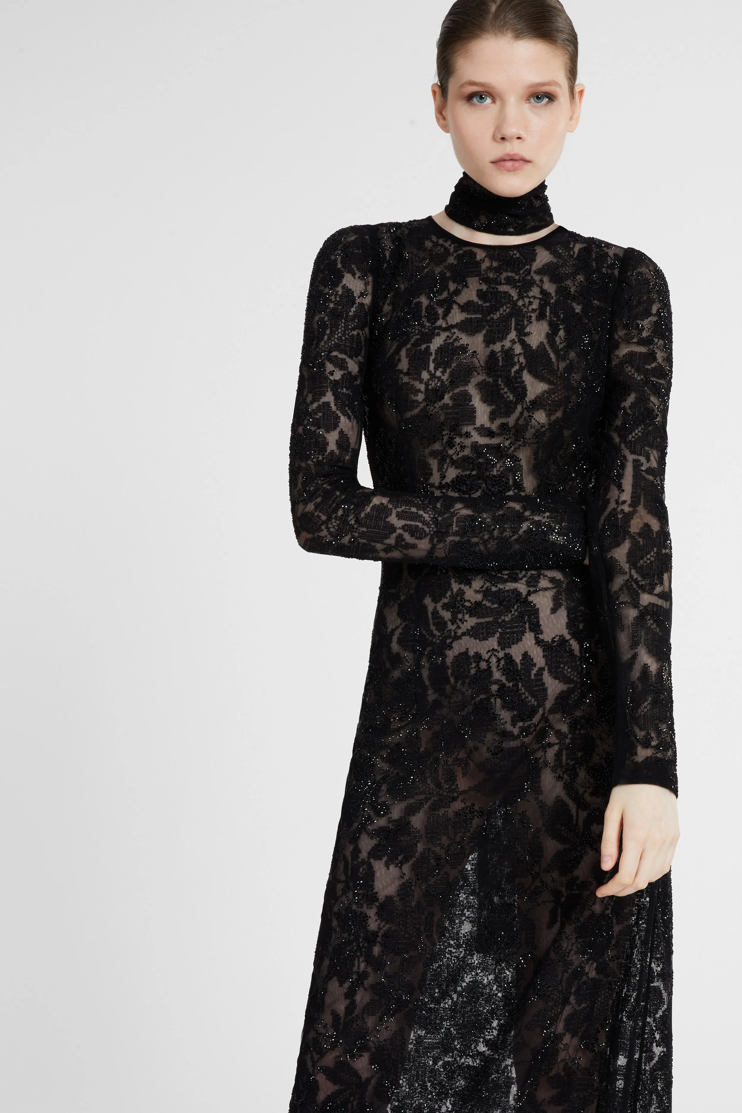 Long lace dress with matching scarf and crepe slip sold by Ermanno Scervino product image thumbnail 3