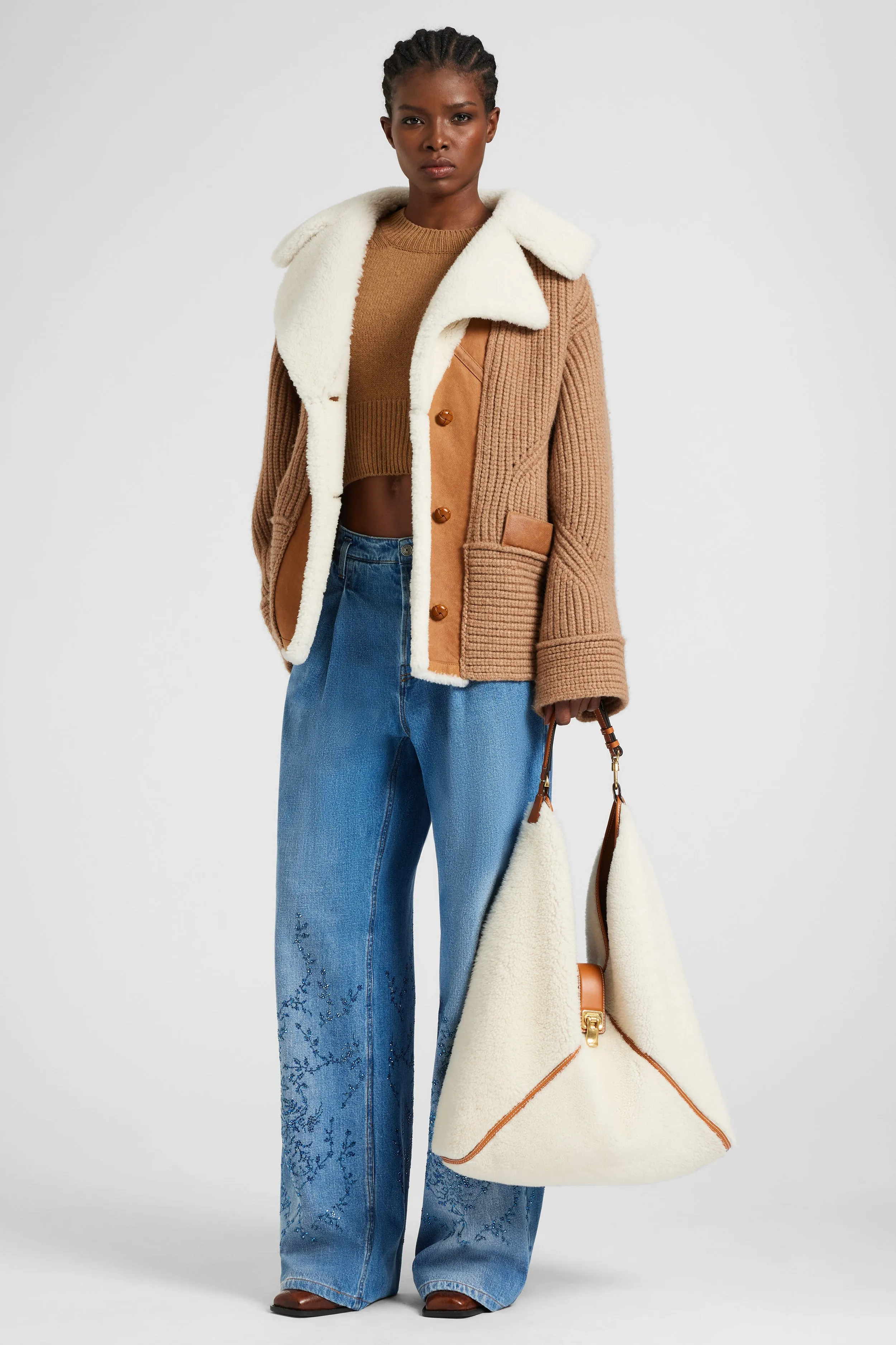 Palazzo jeans with crystal floral embroidery sold by Ermanno Scervino product image thumbnail 2