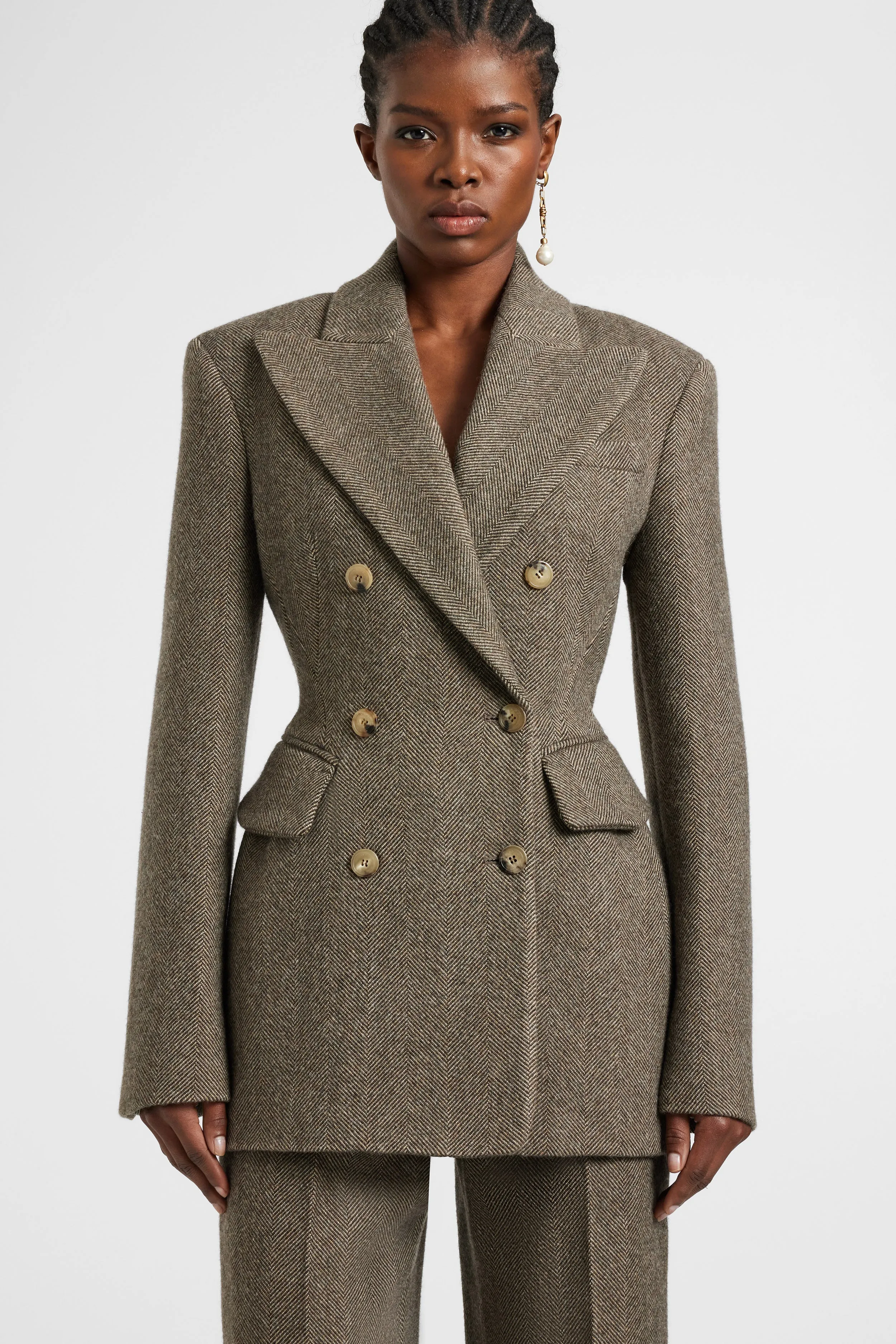Sculptural double-breasted jacket in wool, silk and cashmere sold by Ermanno Scervino product image thumbnail 3