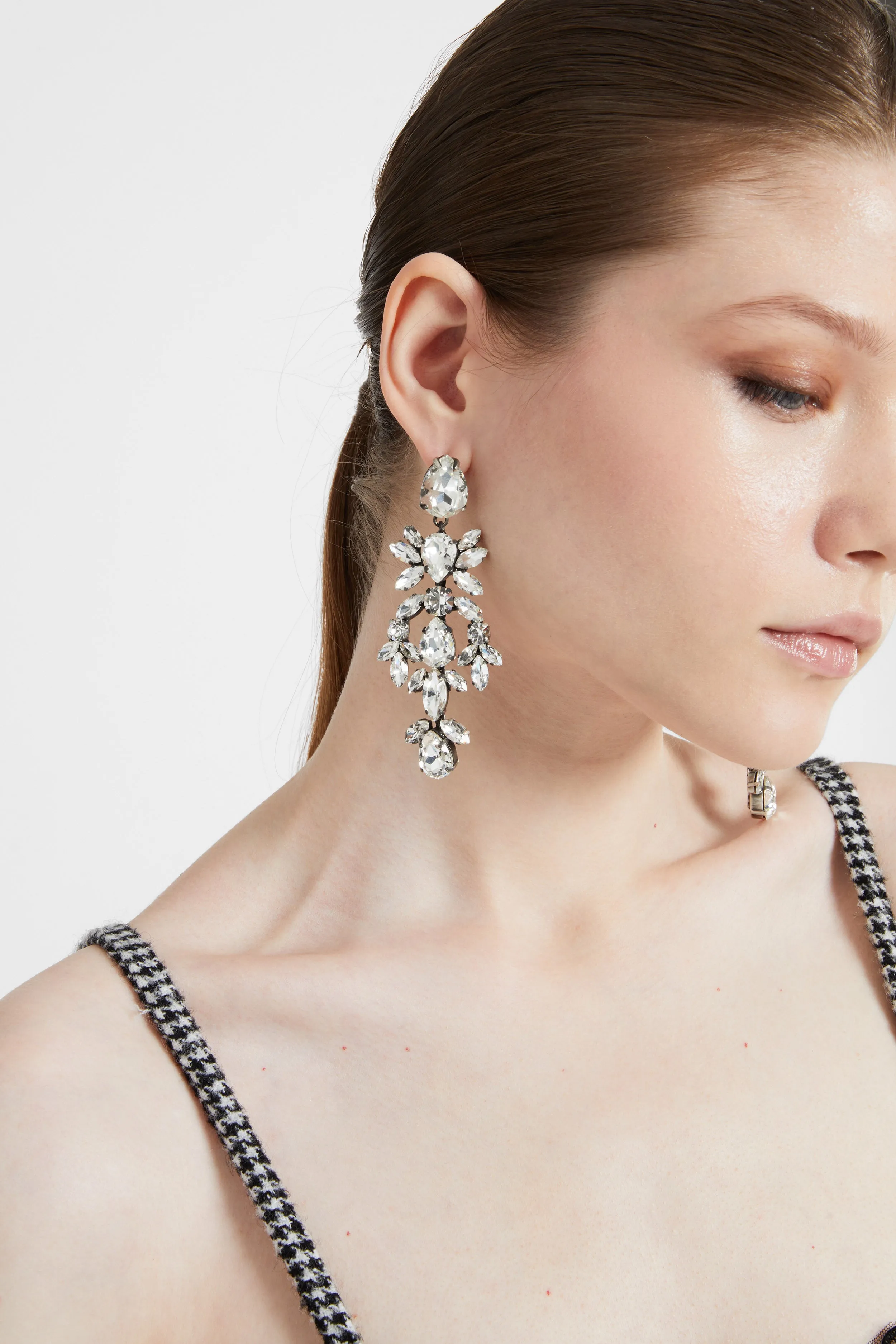 Chandelier earrings with crystals sold by Ermanno Scervino product image thumbnail 2