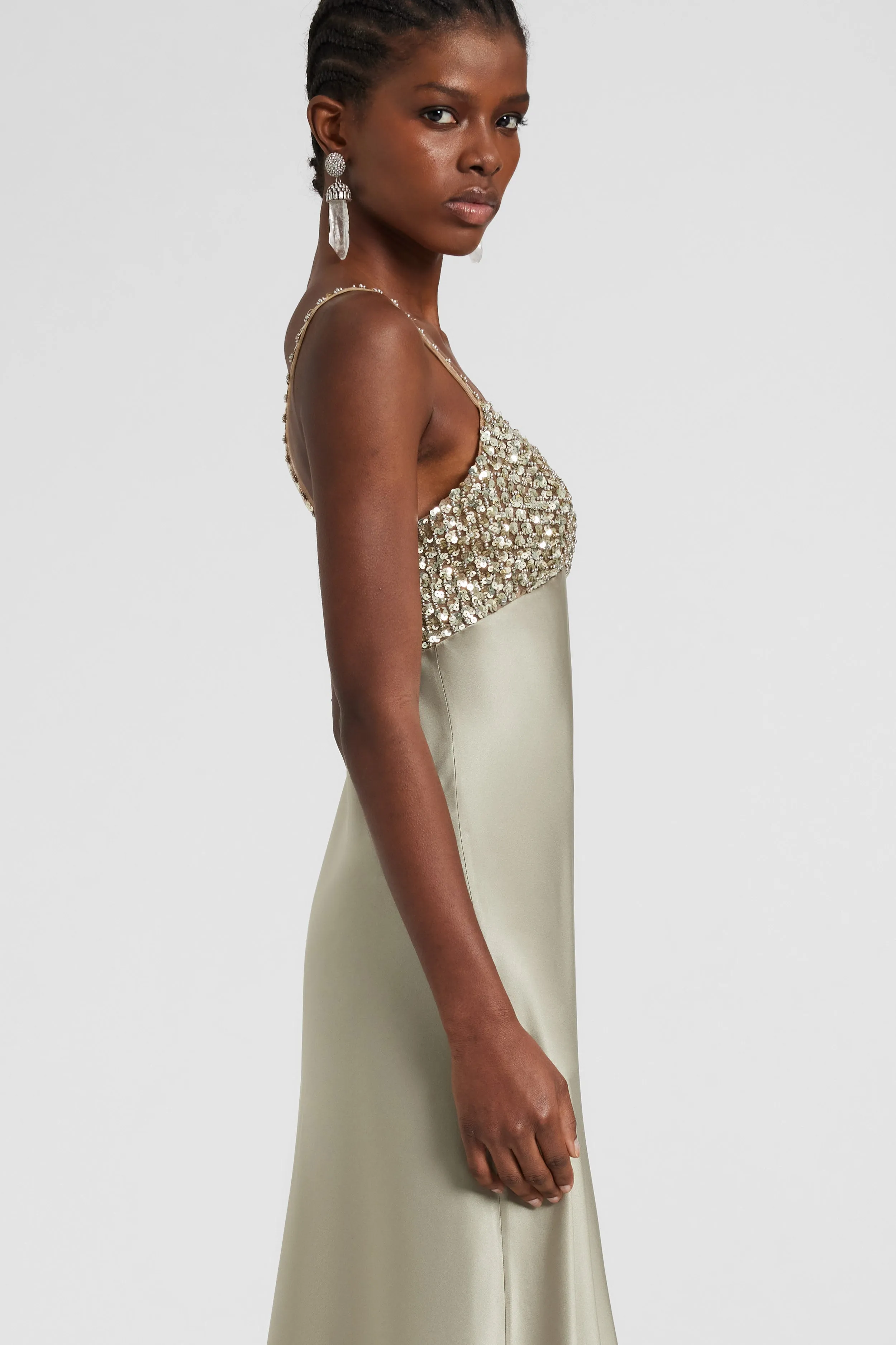 Long lingerie-style dress in silk satin sold by Ermanno Scervino product image thumbnail 3