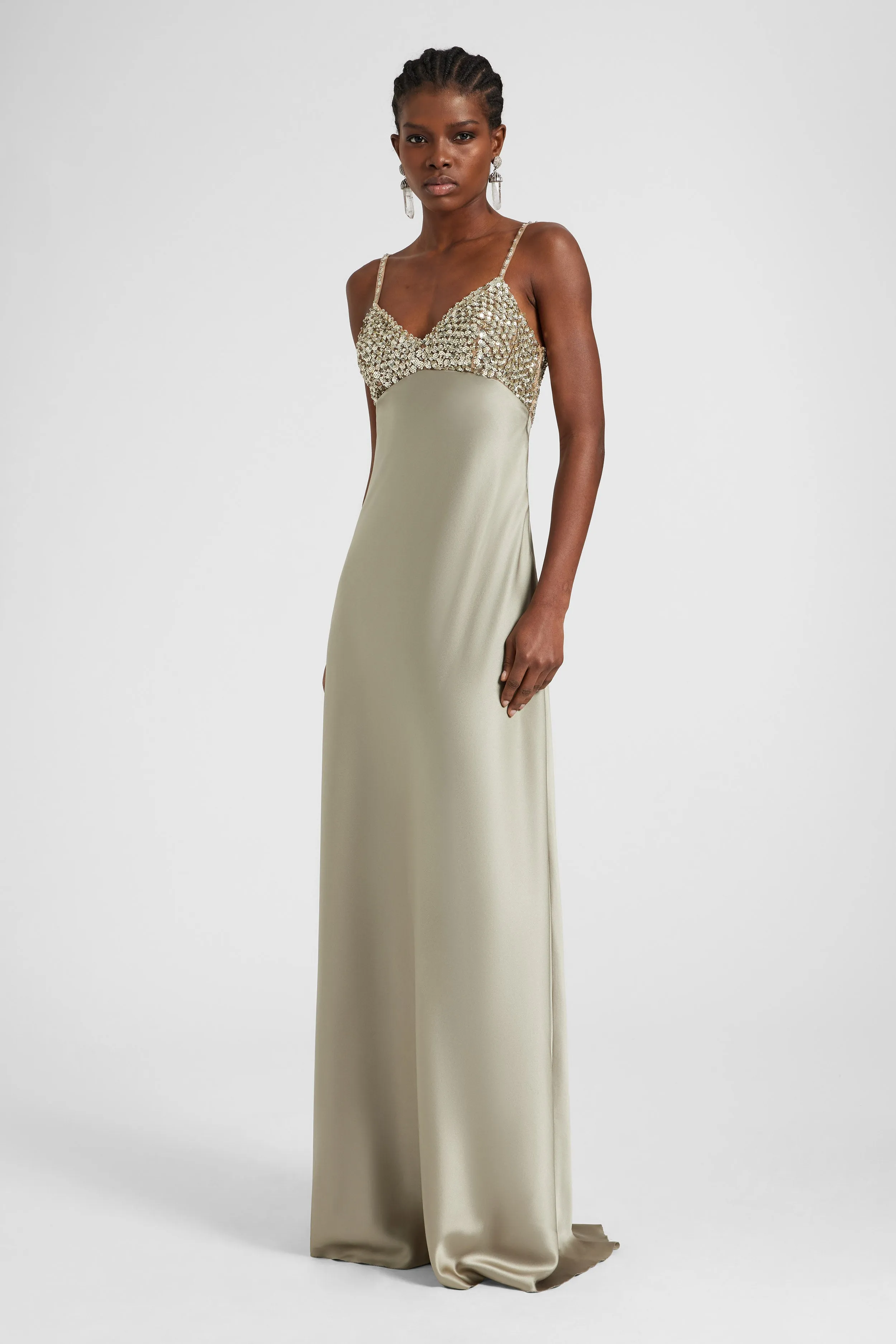 Long lingerie-style dress in silk satin sold by Ermanno Scervino product image thumbnail 2