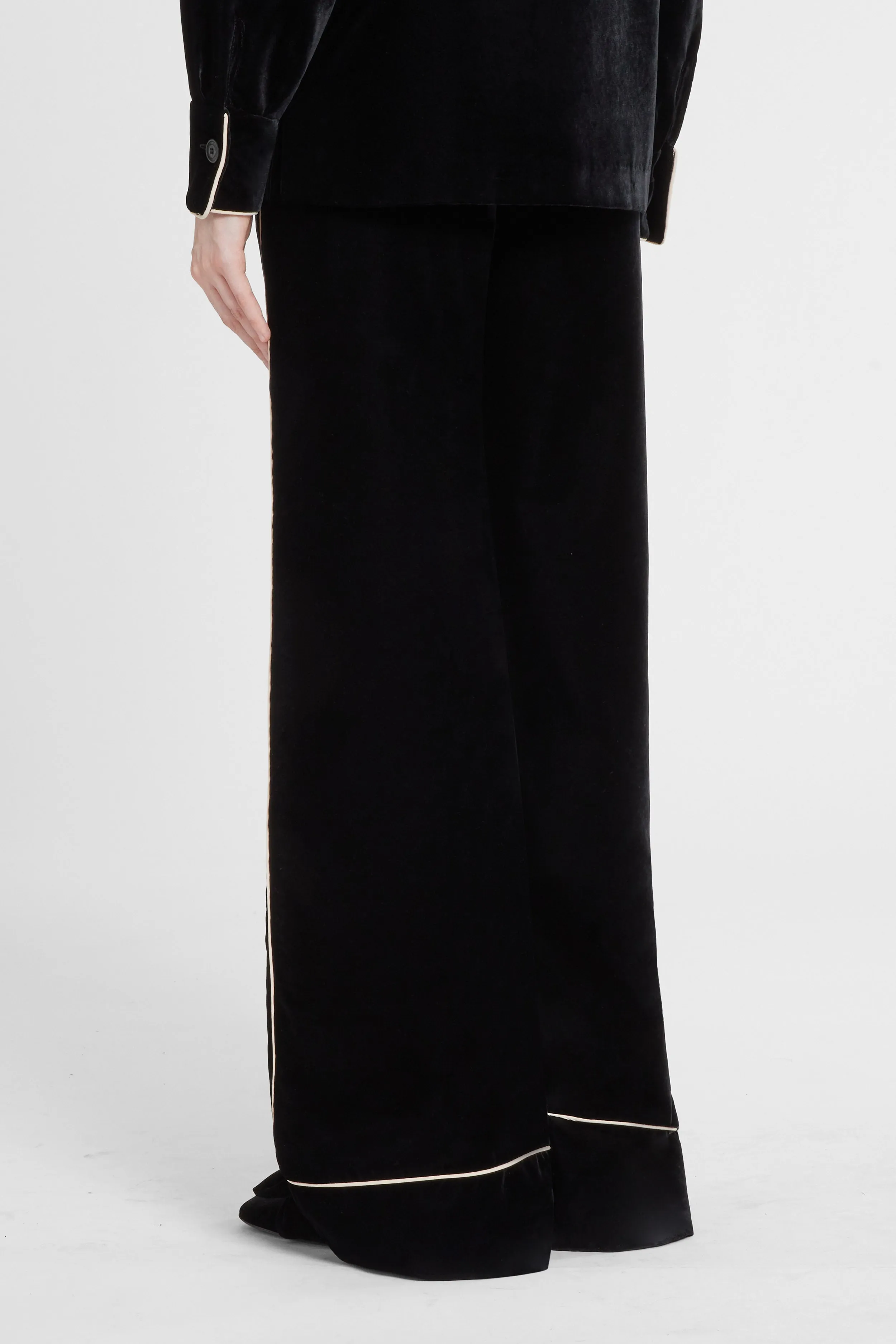 Palazzo pants in velvet with contrast piping sold by Ermanno Scervino product image thumbnail 5