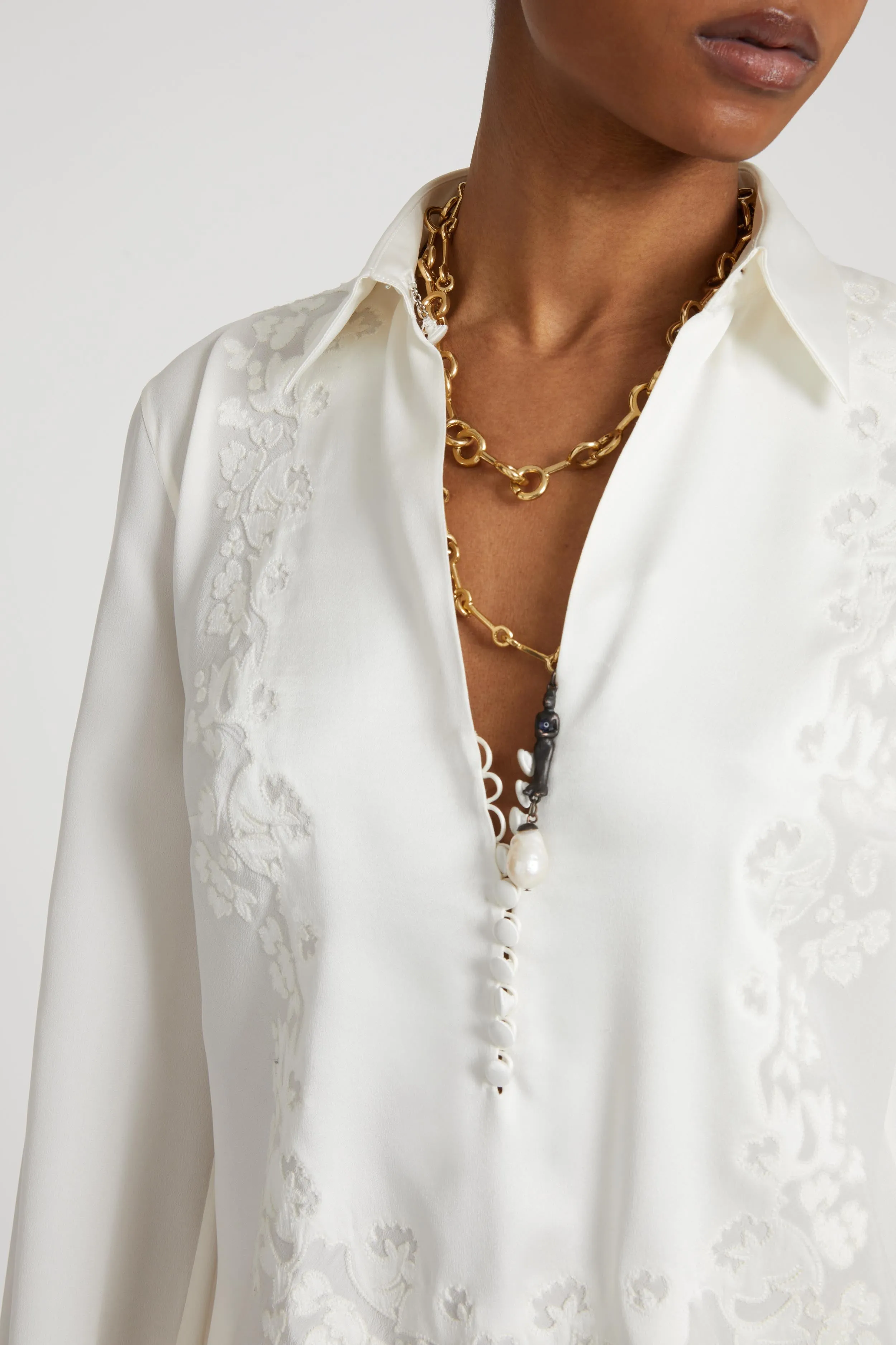 Silk blouse with hand-carved embroidery sold by Ermanno Scervino product image thumbnail 4