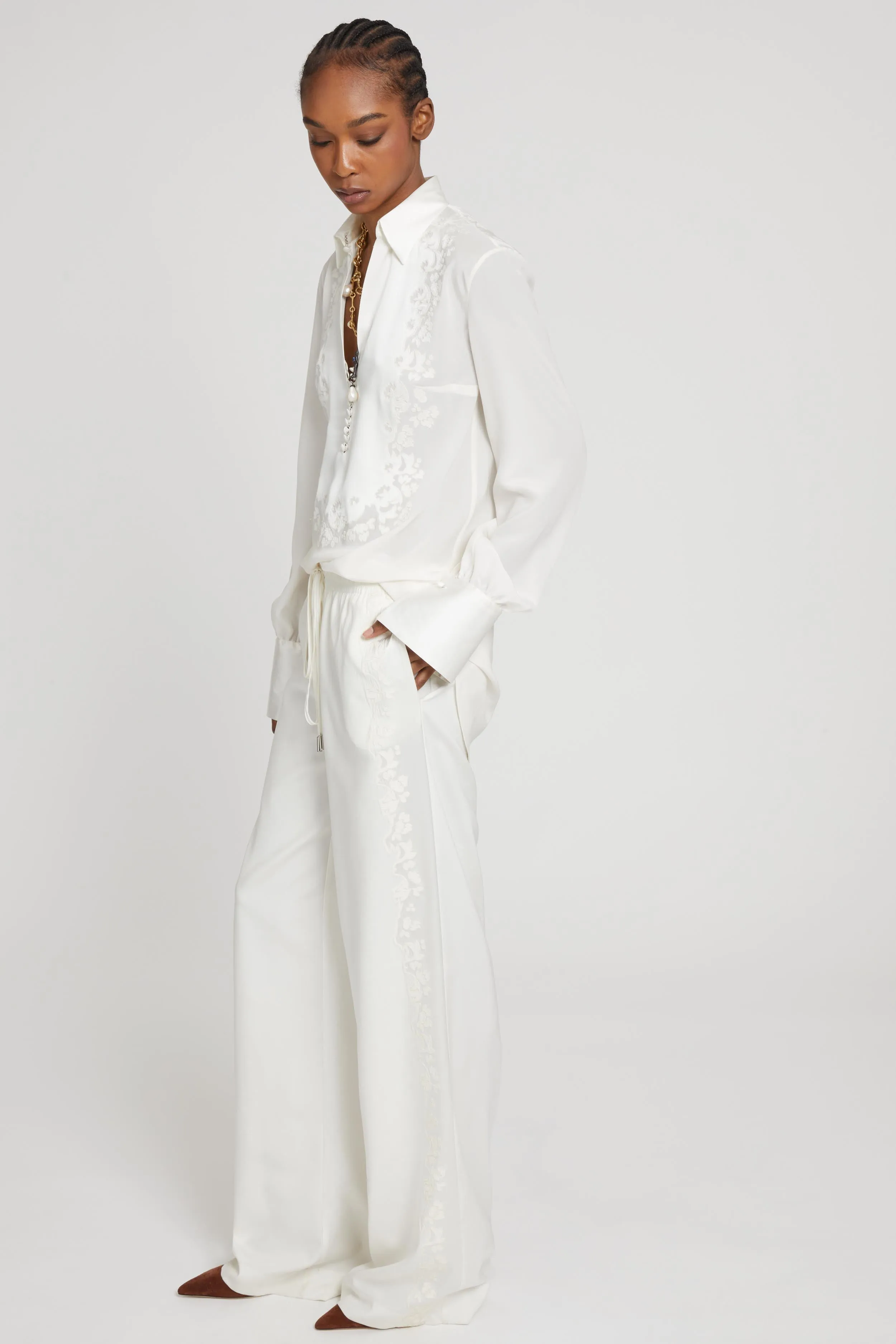 Silk blouse with hand-carved embroidery sold by Ermanno Scervino product image thumbnail 3