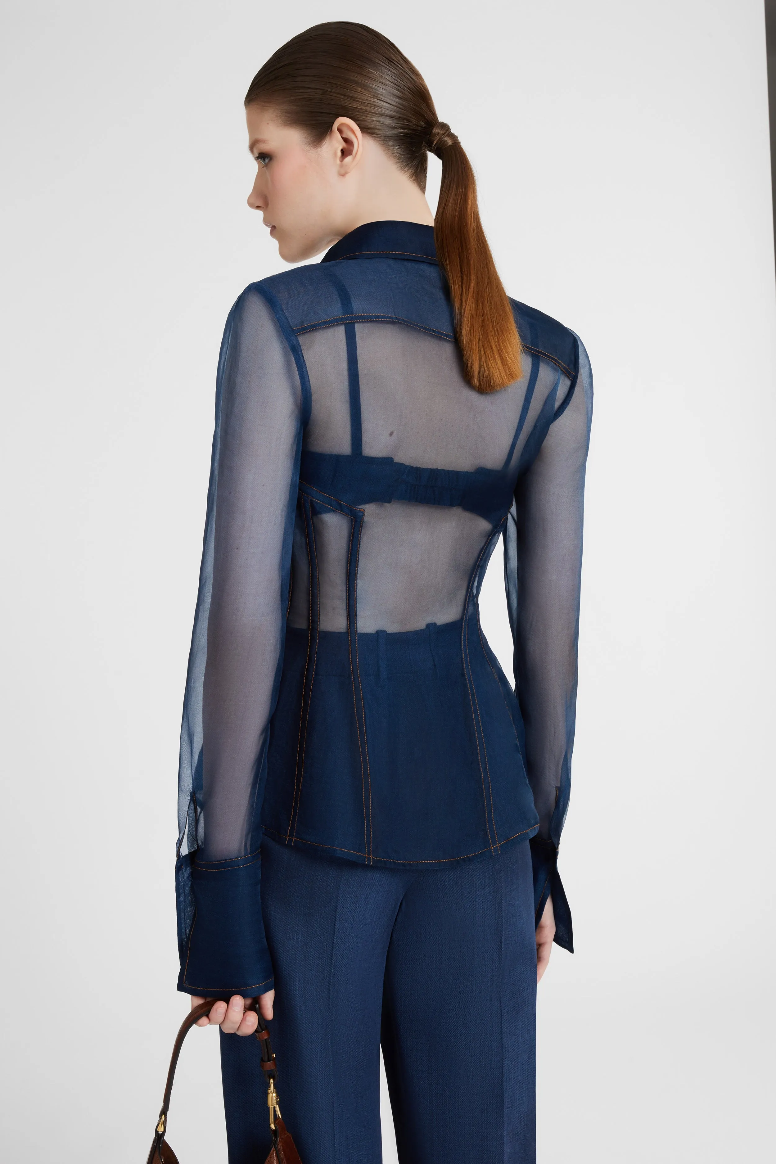 Silk organza shirt with denim print sold by Ermanno Scervino product image thumbnail 5