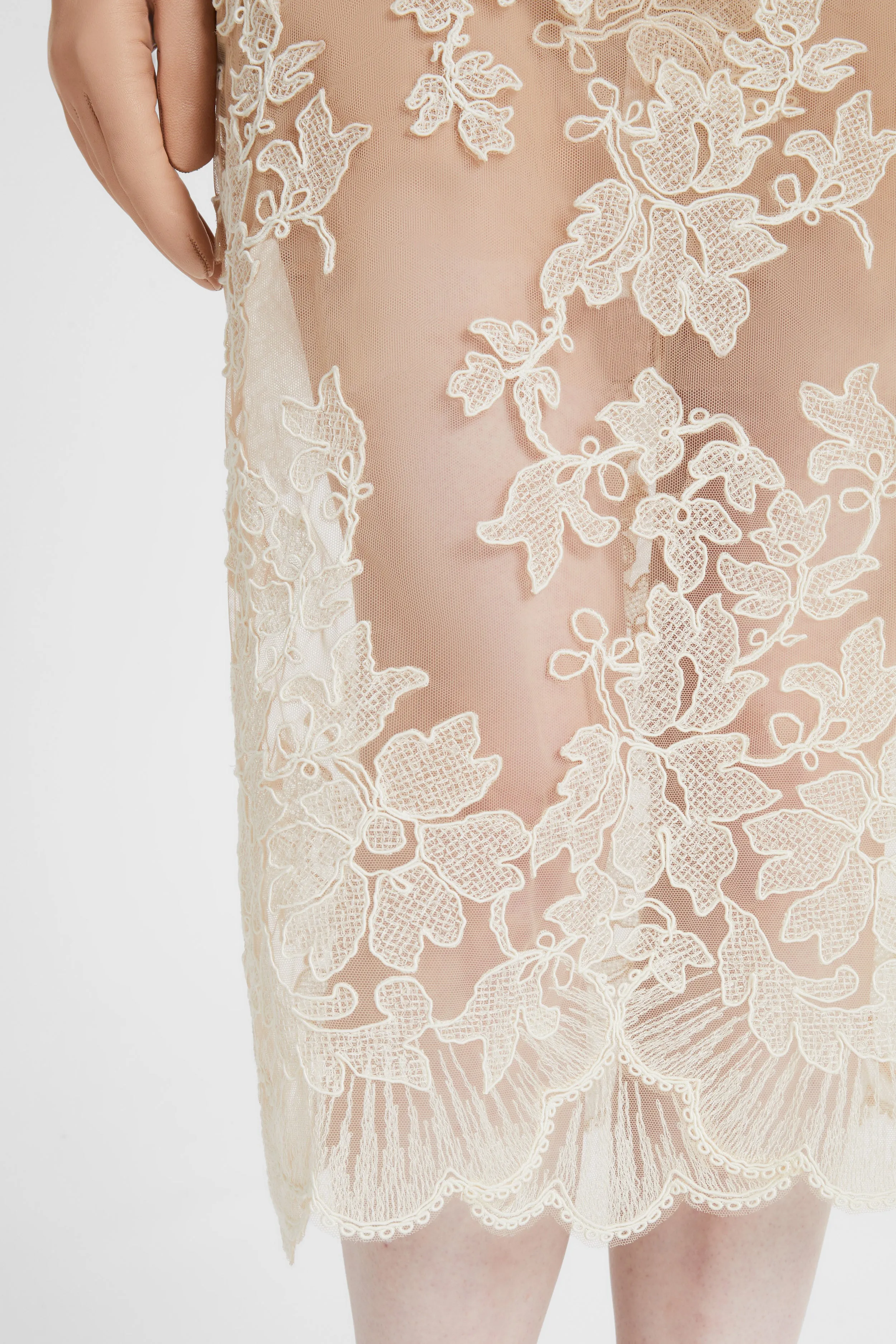 Sheath skirt in tulle and fine floral lace sold by Ermanno Scervino product image thumbnail 4