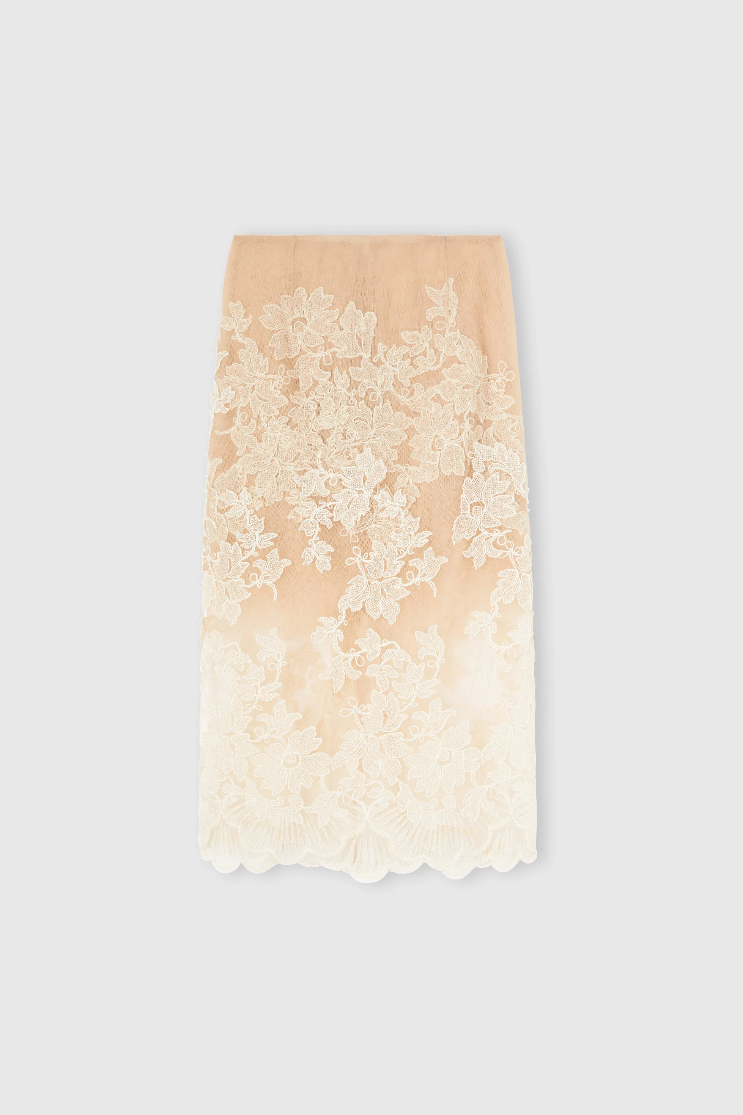 Sheath skirt in tulle and fine floral lace sold by Ermanno Scervino