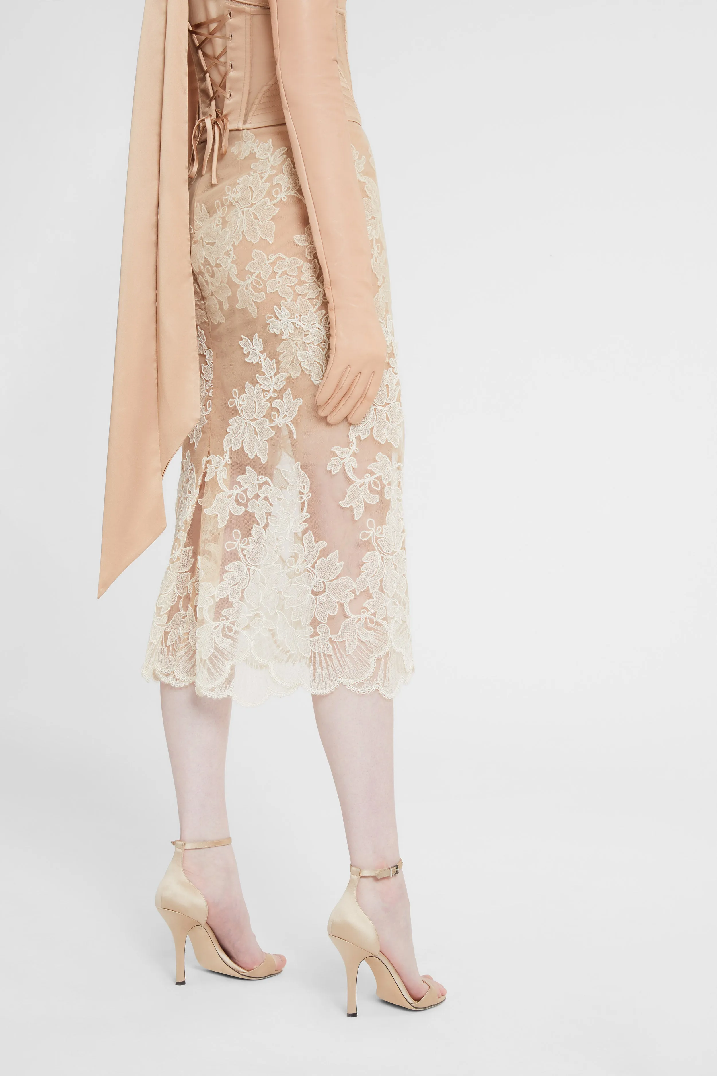 Sheath skirt in tulle and fine floral lace sold by Ermanno Scervino product image thumbnail 5