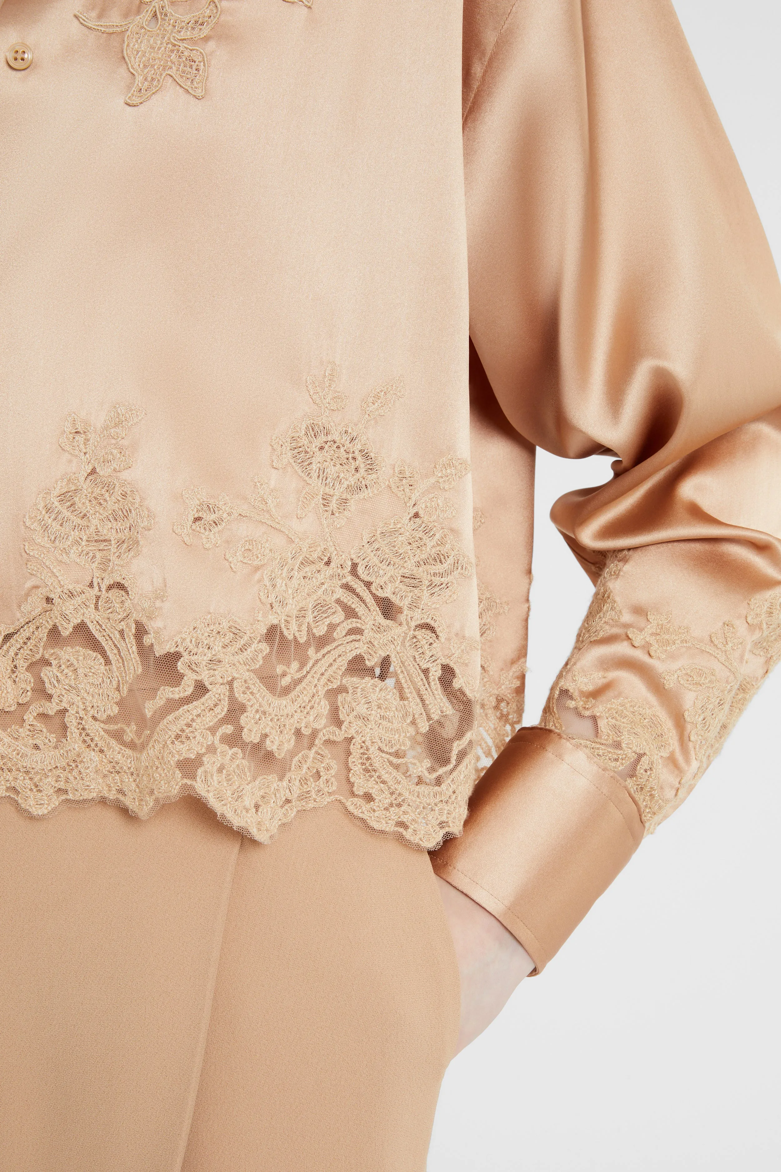Stretch silk satin shirt with lace inserts sold by Ermanno Scervino product image thumbnail 5