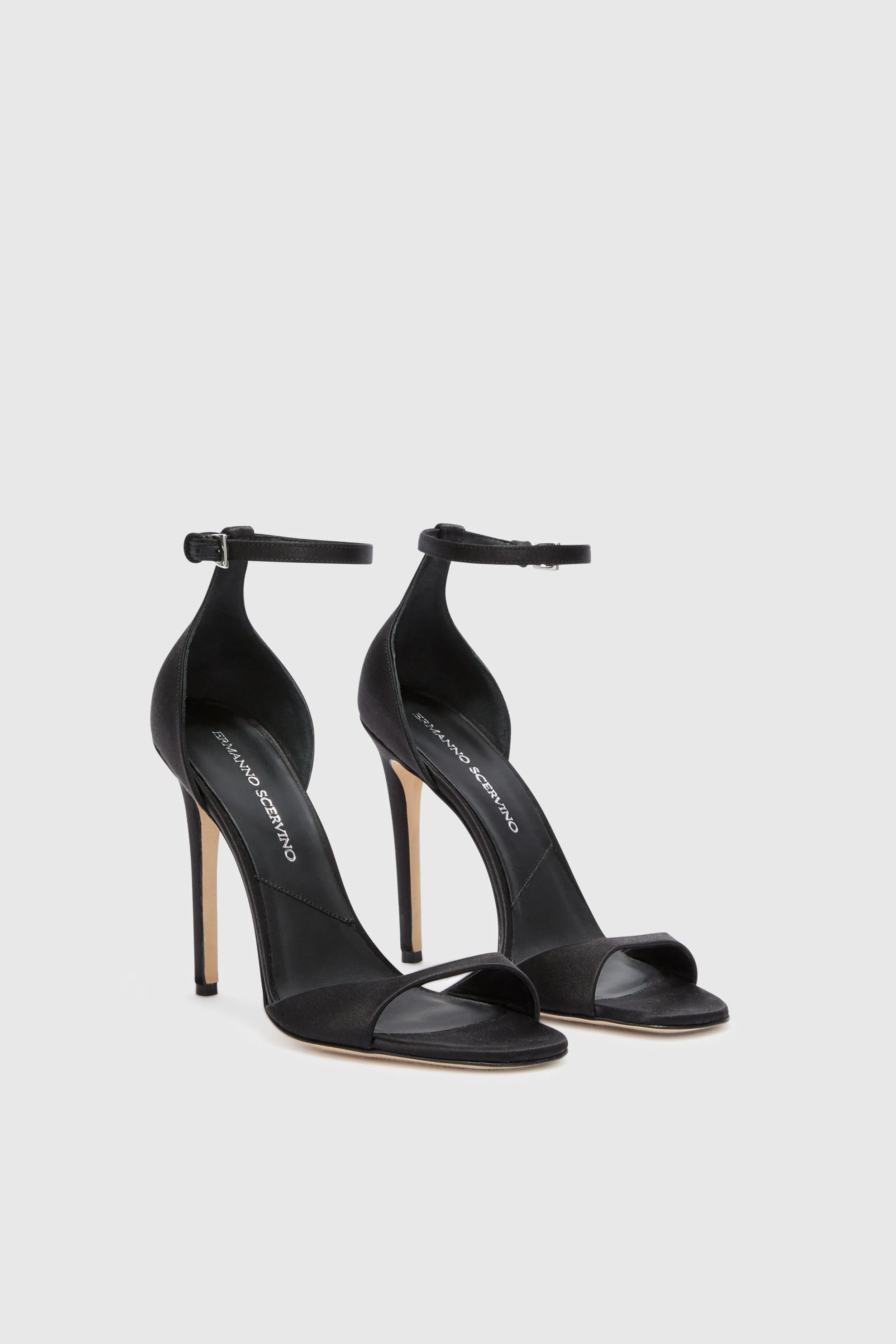Black satin sandal with ankle strap sold by Ermanno Scervino product image thumbnail 3