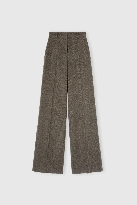 Palazzo trousers in wool, silk and cashmere with herringbone pattern sold by Ermanno Scervino