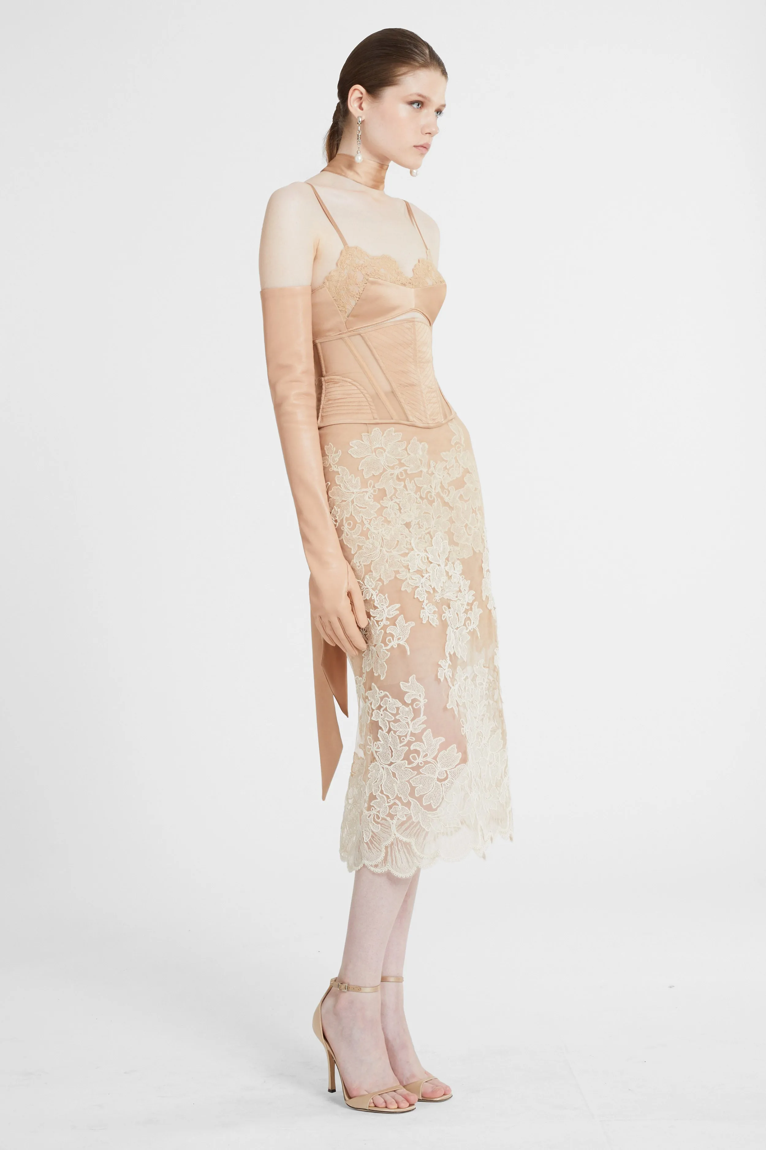 Unstructured silk satin bra with lace application sold by Ermanno Scervino product image thumbnail 2