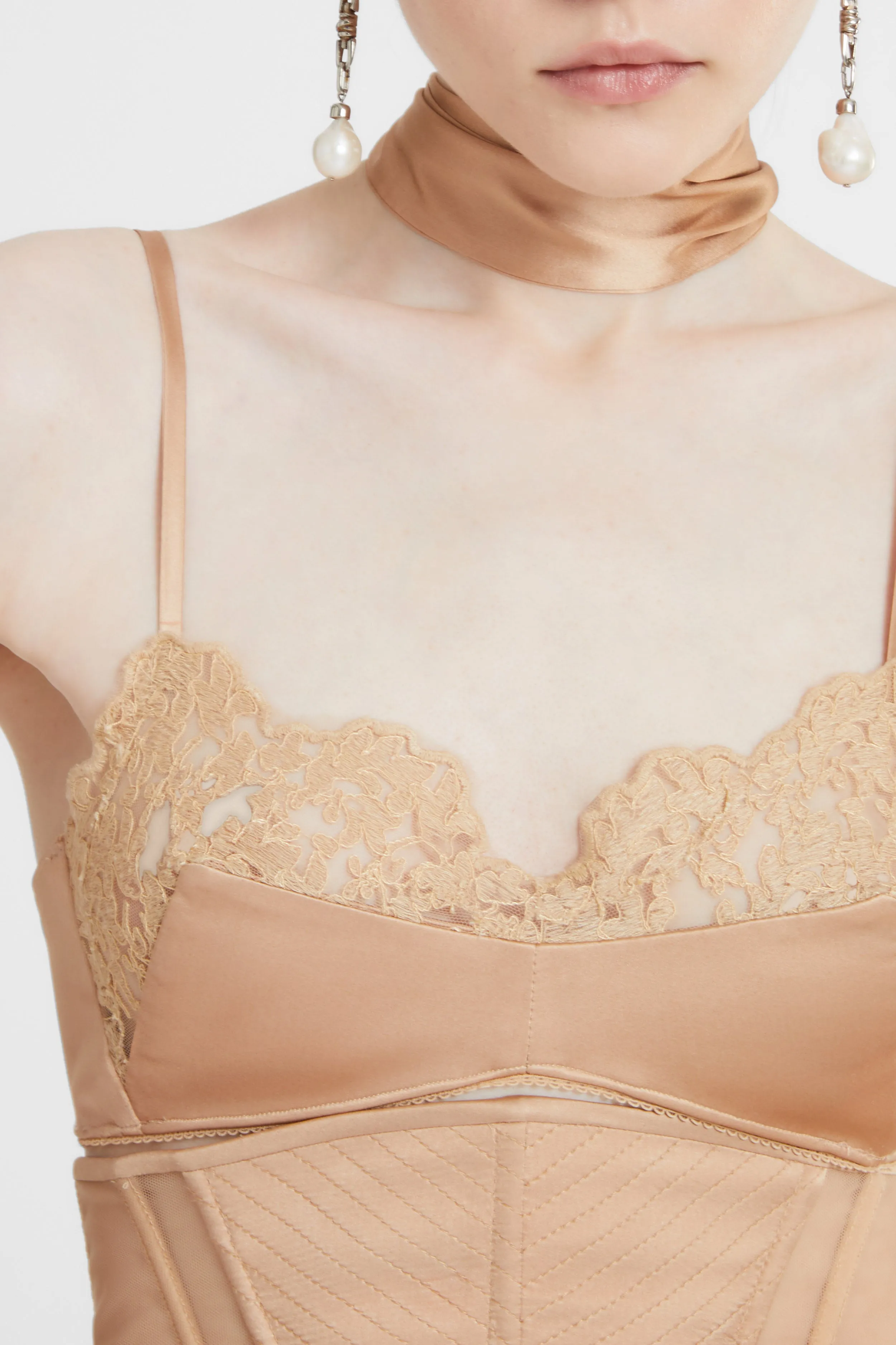 Unstructured silk satin bra with lace application sold by Ermanno Scervino product image thumbnail 3