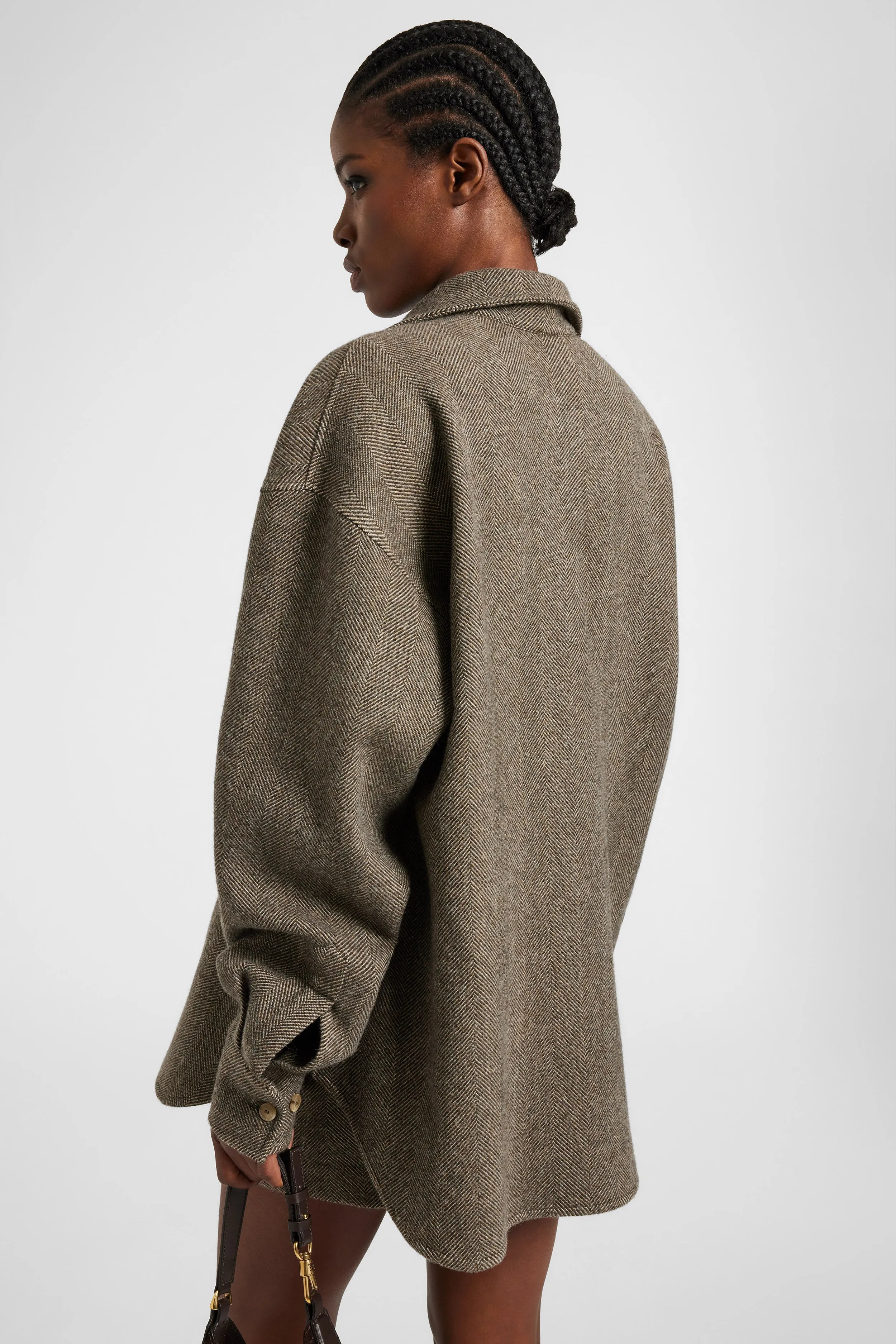 Oversize wool, silk and cashmere herringbone shirt sold by Ermanno Scervino product image thumbnail 5