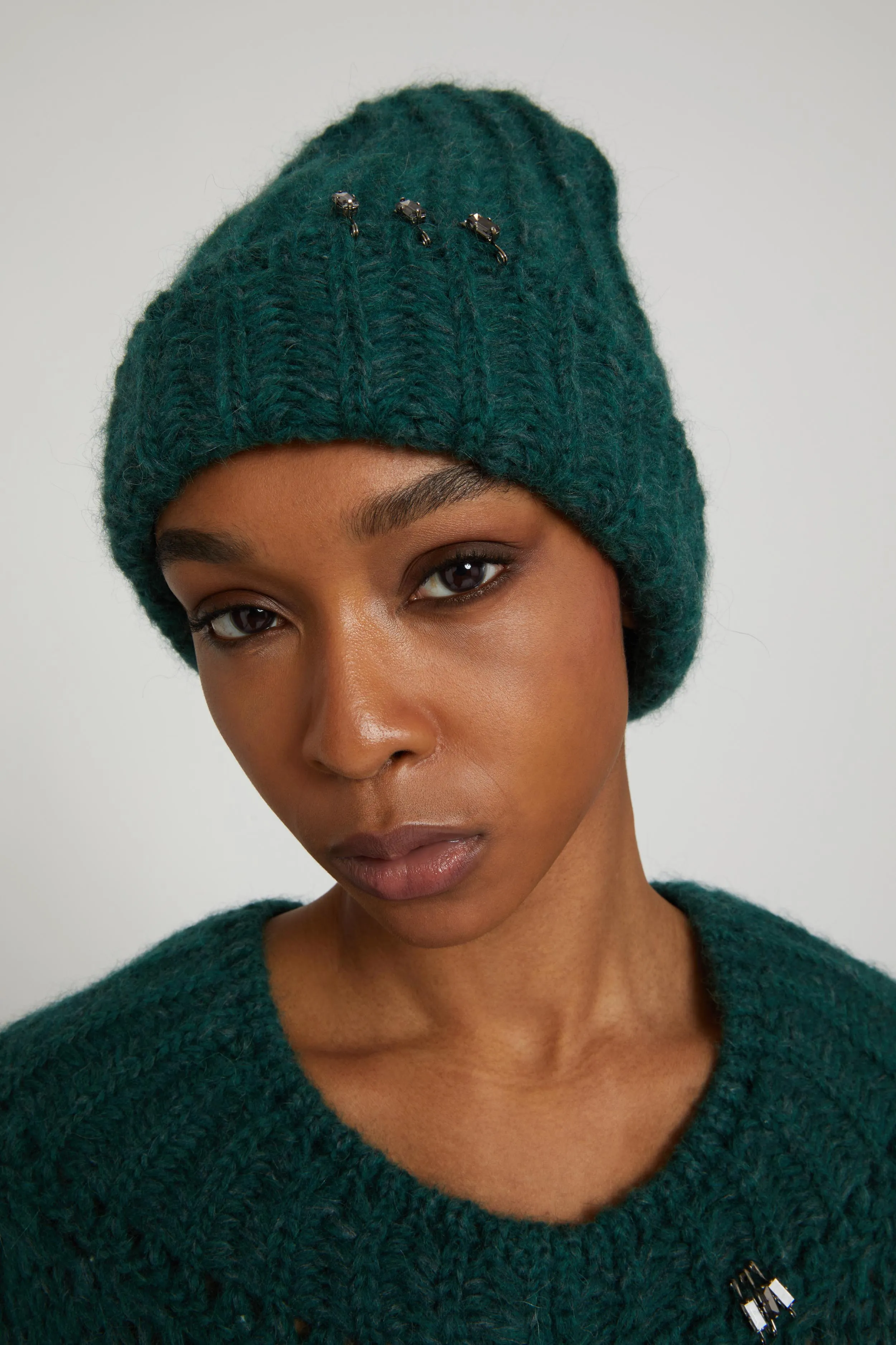 Alpaca and mohair blend hat with jewel rings sold by Ermanno Scervino product image thumbnail 2