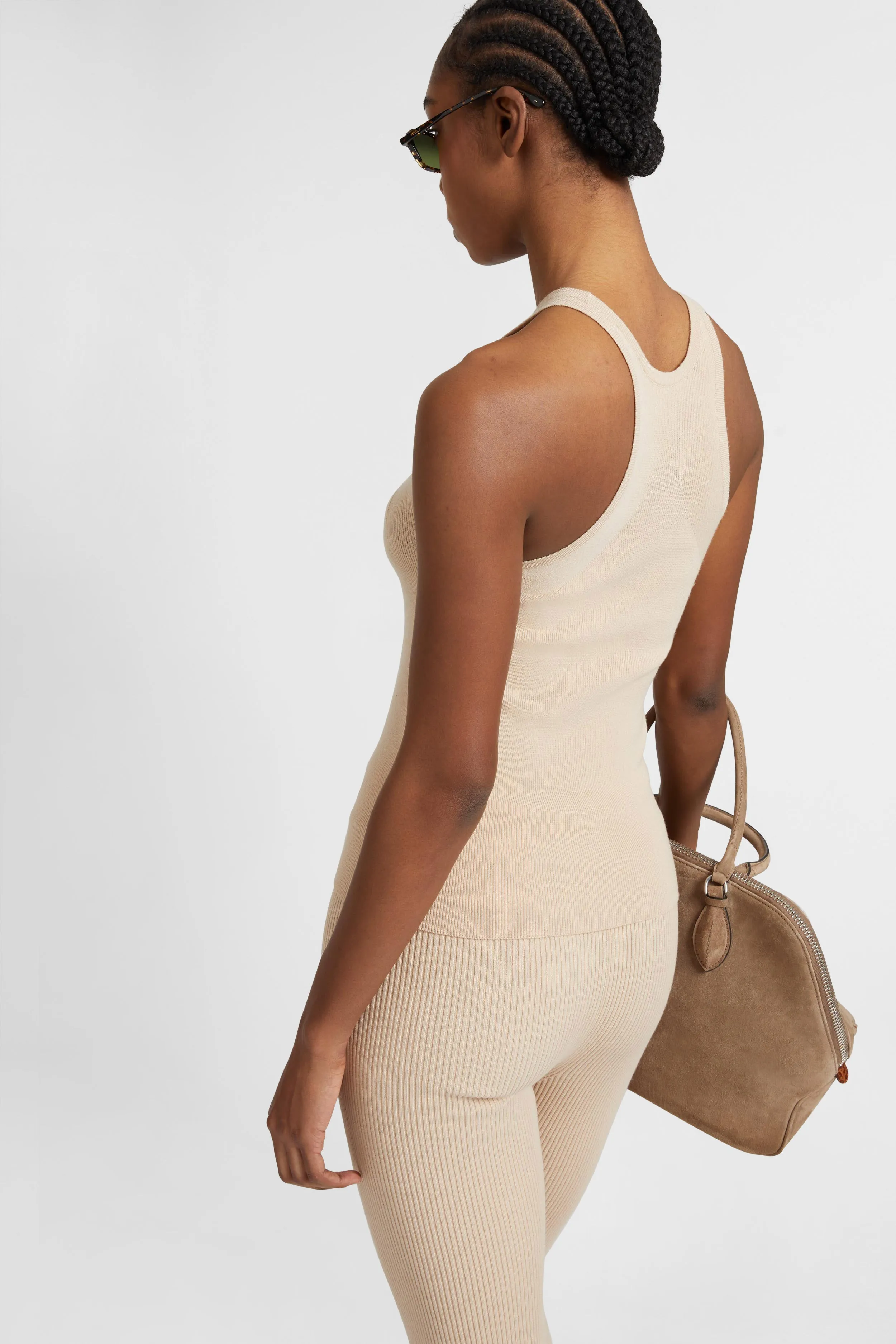 Nude viscose blend halter neck tank top sold by Ermanno Scervino product image thumbnail 4