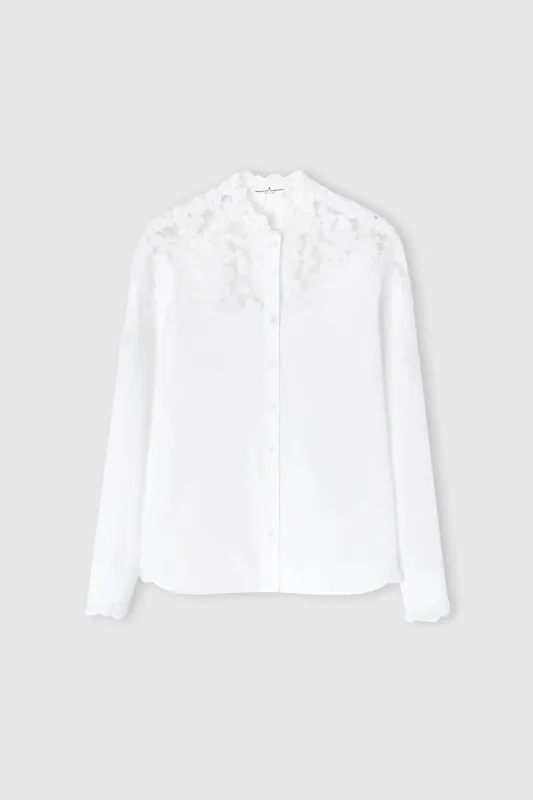 Poplin shirt with rebrodé lace sold by Ermanno Scervino