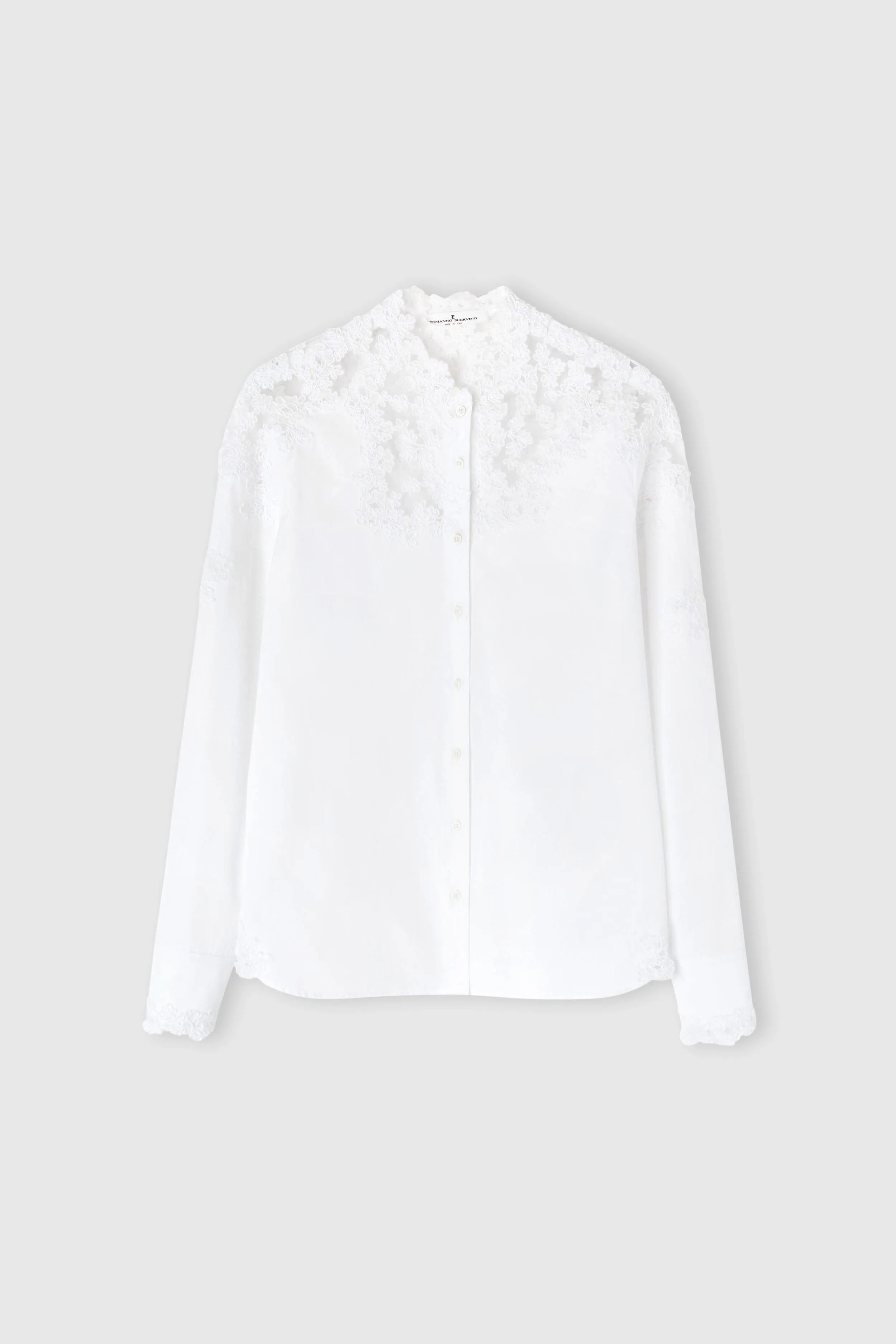 Poplin shirt with rebrodé lace sold by Ermanno Scervino