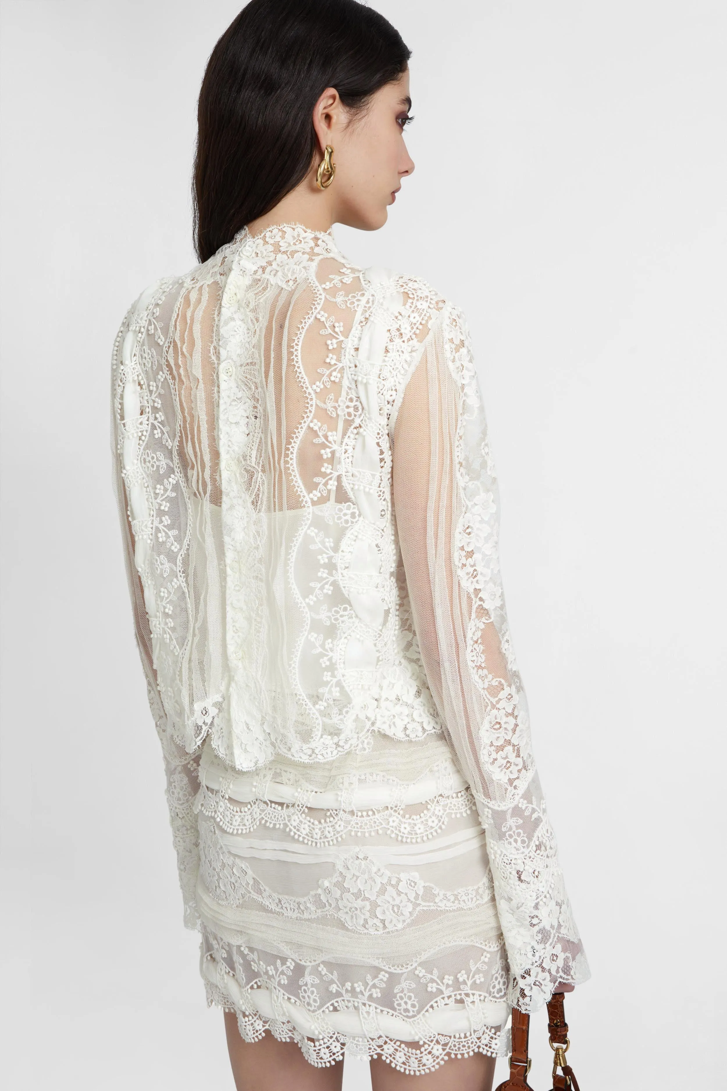 Pure silk blouse with lace embroidery sold by Ermanno Scervino product image thumbnail 5