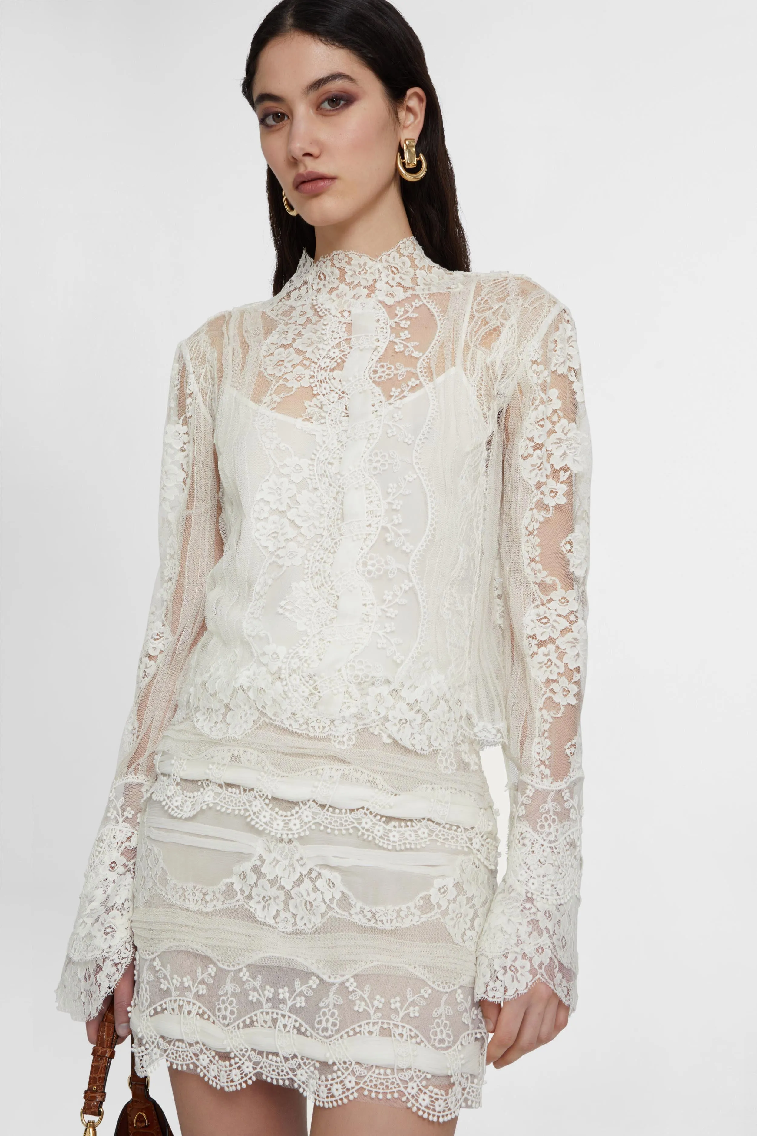 Pure silk blouse with lace embroidery sold by Ermanno Scervino product image thumbnail 3