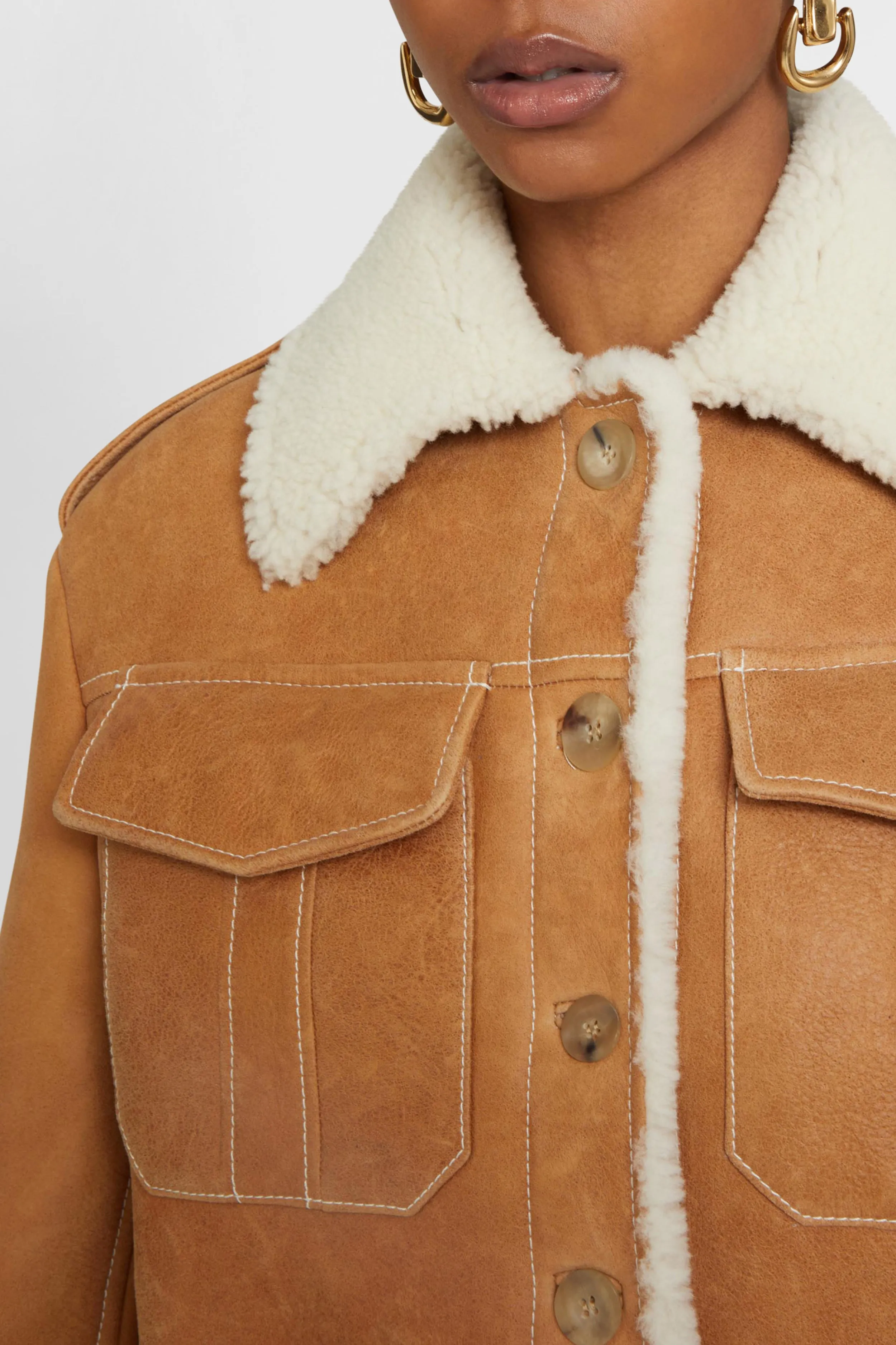 Single-breasted shearling jacket with front pockets sold by Ermanno Scervino product image thumbnail 4